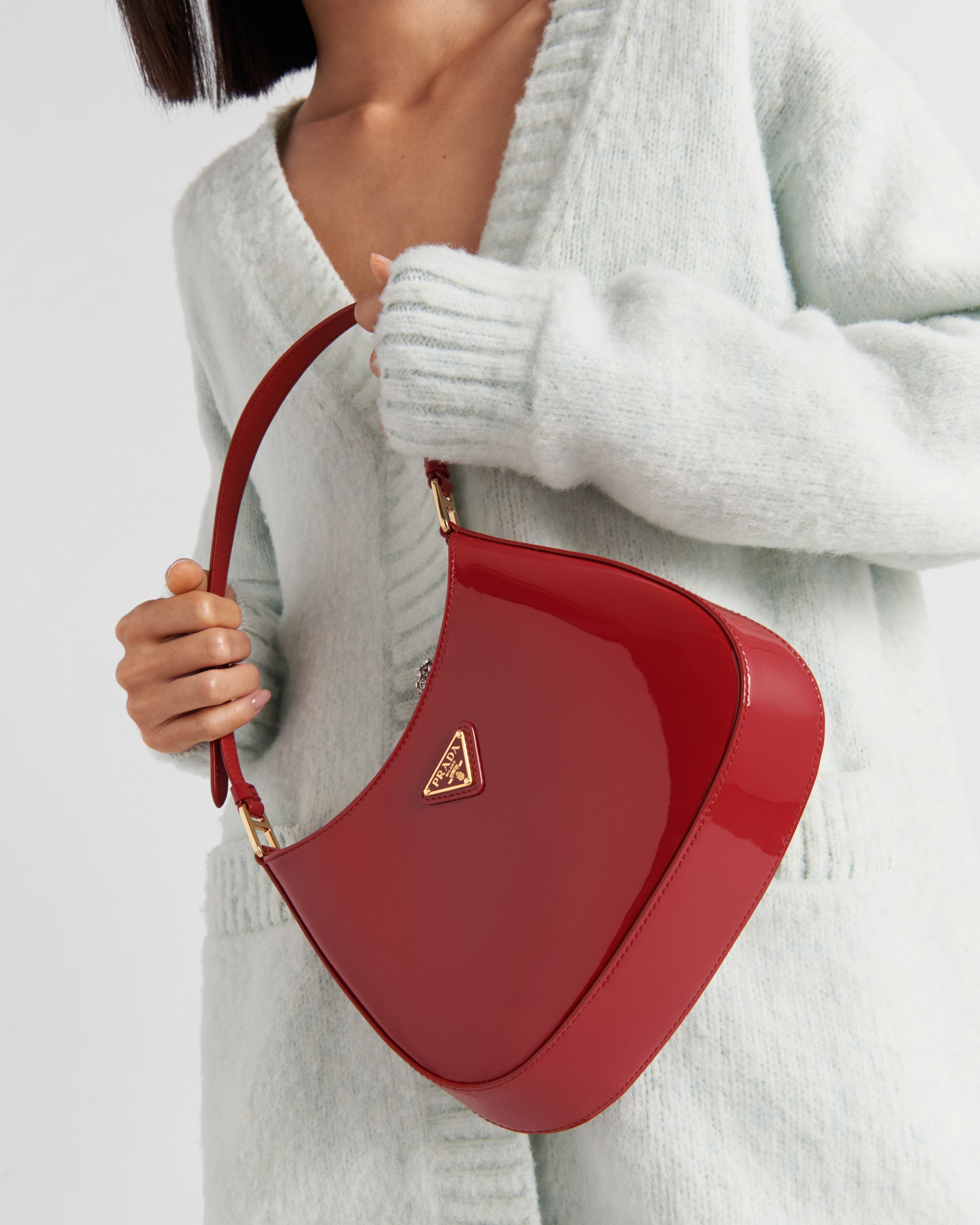 Red leather new arrivals prada handbag