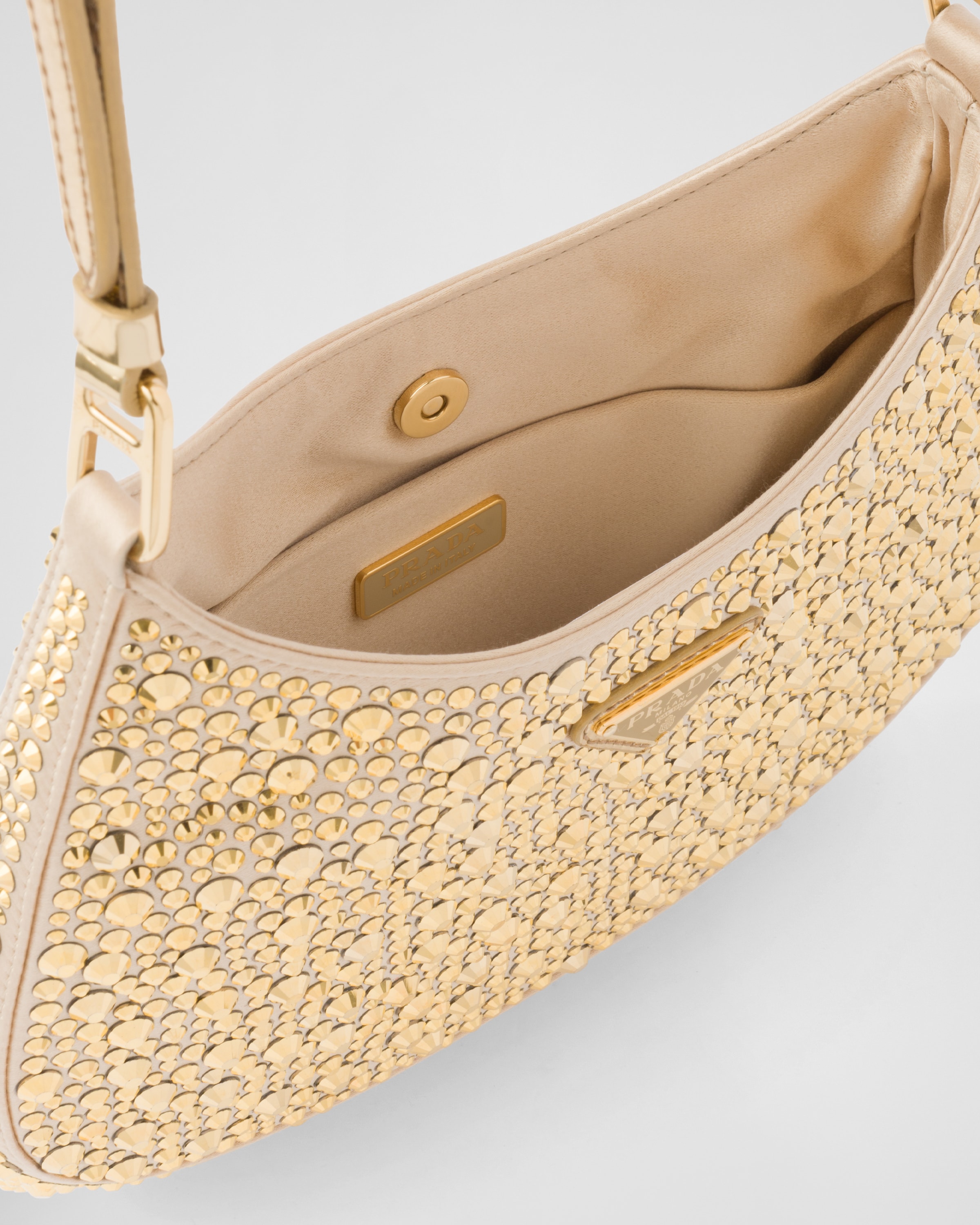 Platinum Prada Cleo Satin Bag With Crystals PRADA