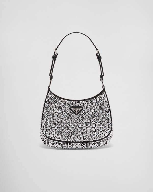 ショルダーバッグ・ポシェット PRADA 1BA907_2AWL_F063R GALLERIA SATIN MICRO BAG+CRYSTALS Metal Prada Galleria satin micro-bag with decorations | PRADA