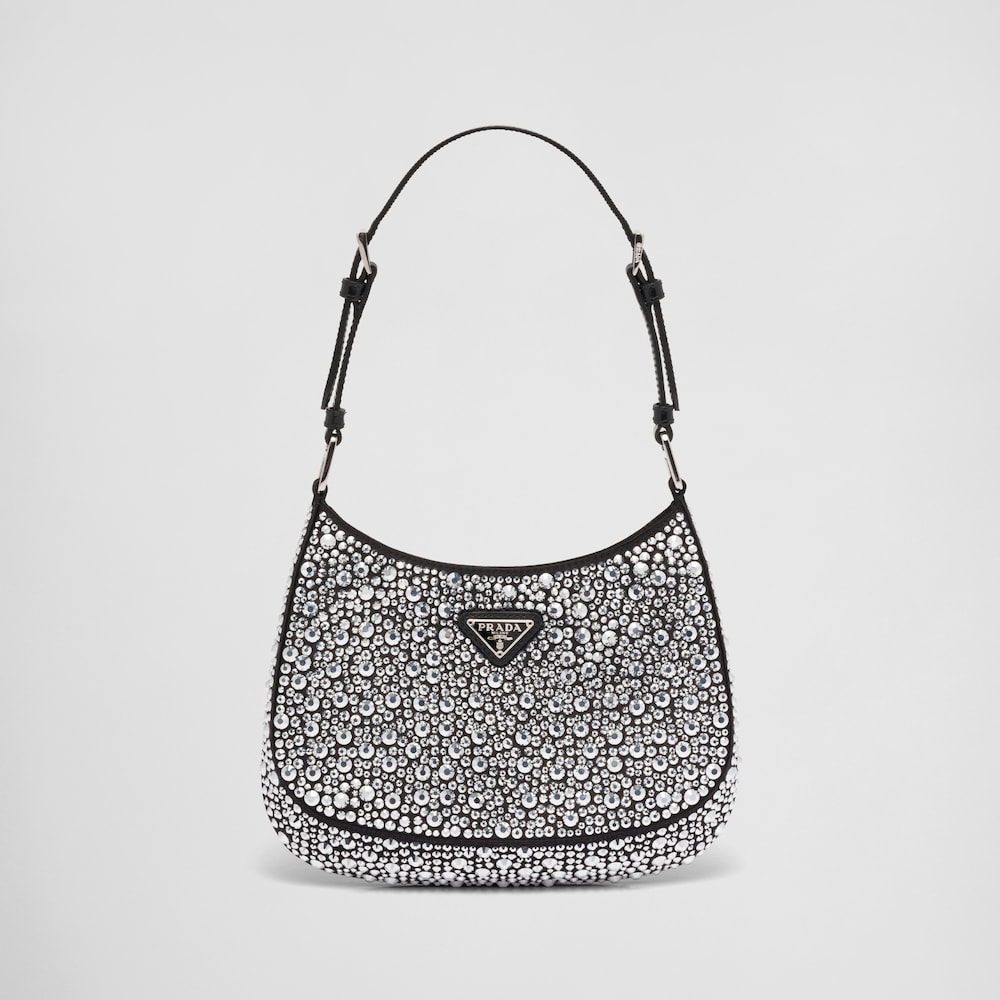 Metal Prada Cleo satin bag with crystals | Prada