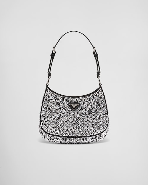 グレー プラダ クレオ クリスタル サテン バッグ | Prada
