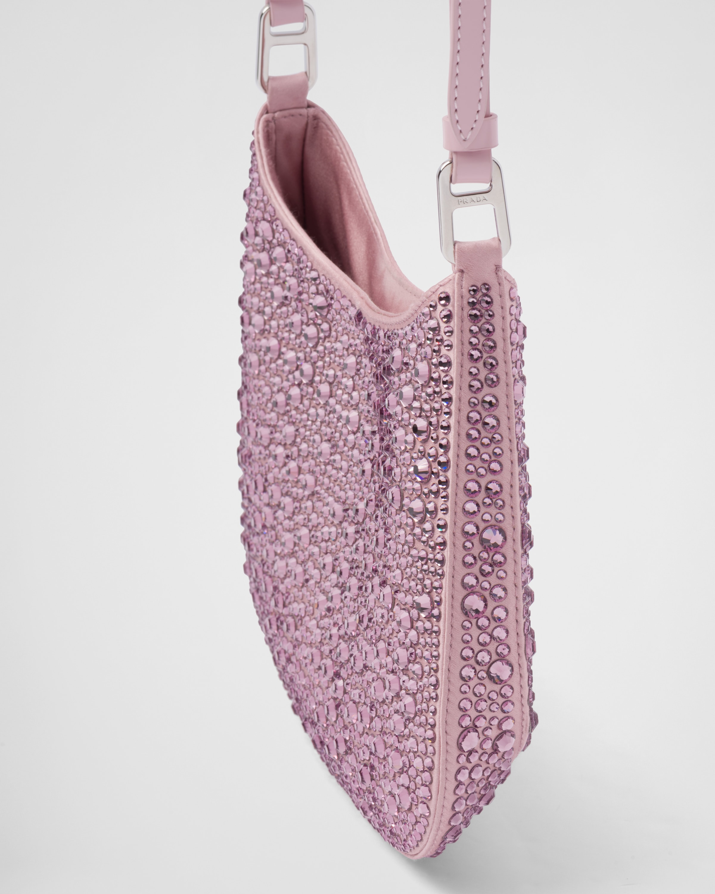 Alabaster Pink Prada Cleo satin bag with crystals | Prada