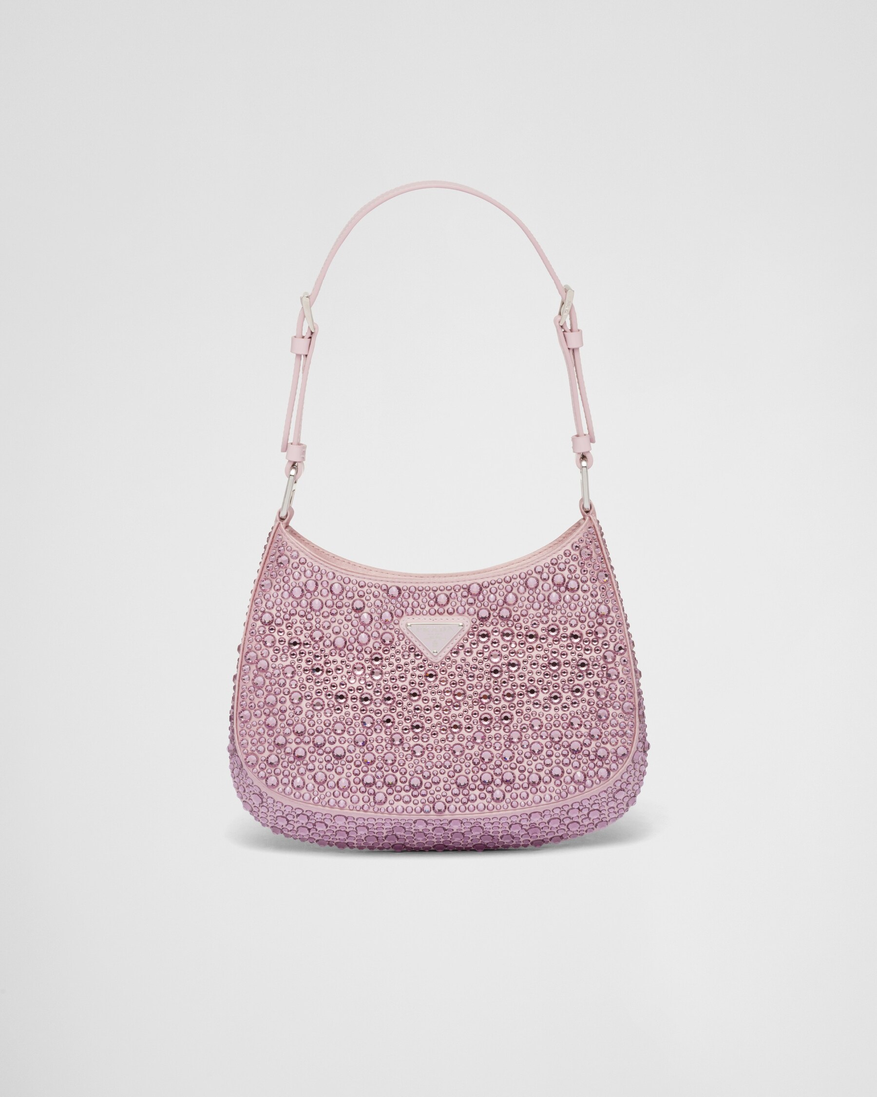 Alabaster Pink Prada Cleo Satin Bag With Crystals PRADA