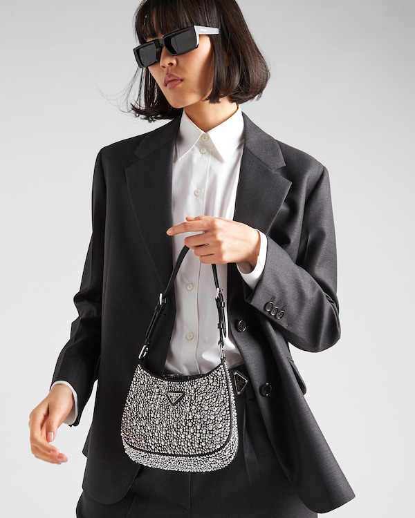 Prada Cleo 仿水晶装饰缎面单肩包 - 金属 Prada Cleo 仿水晶装饰缎面单肩包 - 金属