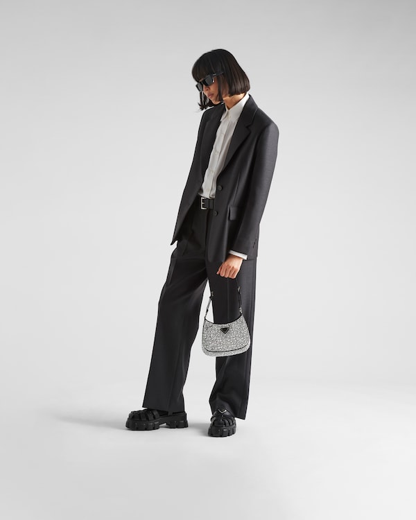 Prada Cleo 仿水晶装饰缎面单肩包 - 金属 Prada Cleo 仿水晶装饰缎面单肩包 - 金属