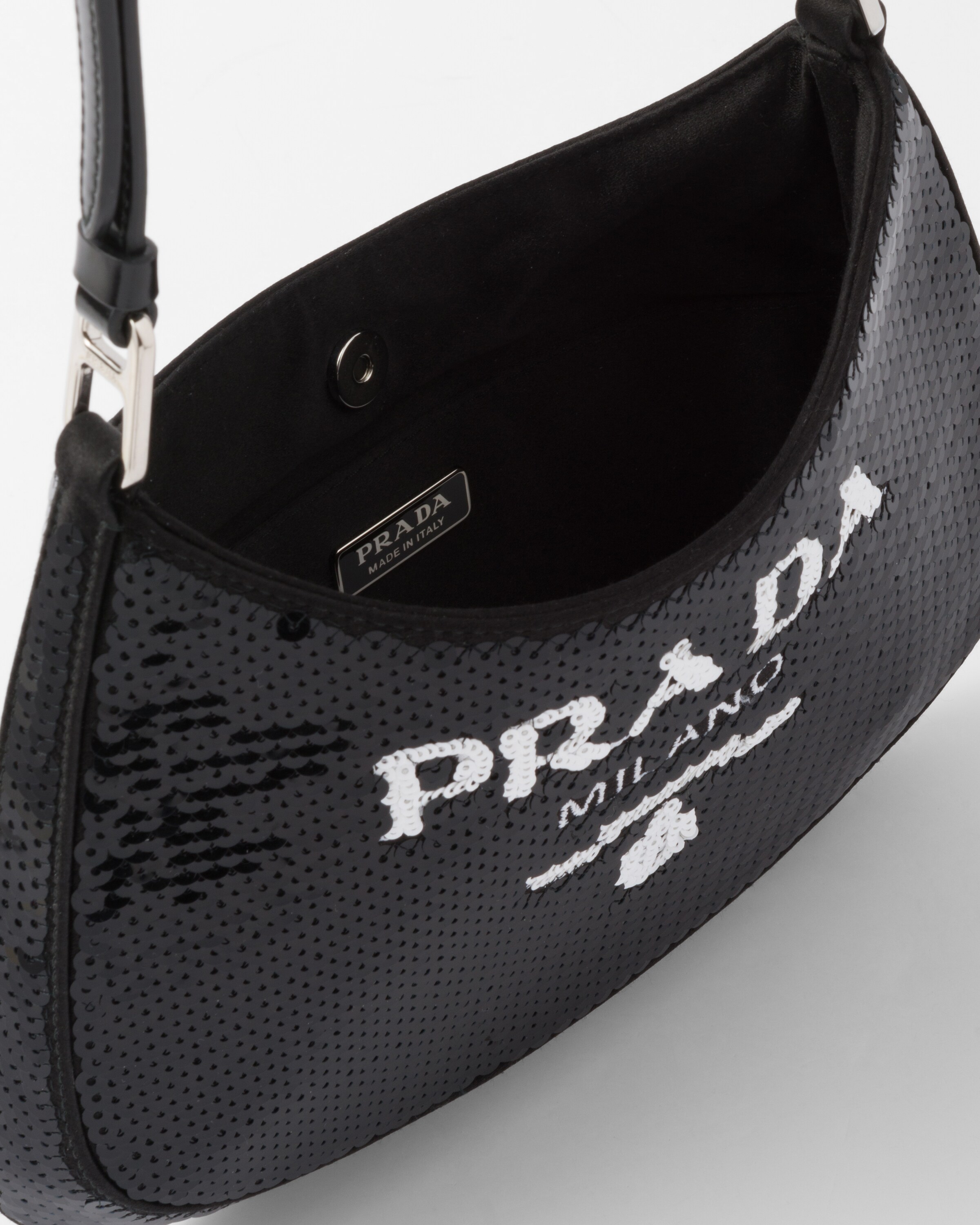 Bolso Prada Cleo con lentejuelas Negro/blanco | Prada