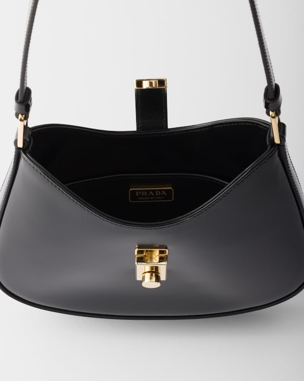 PRA 30 CLEO SHOULDER BAG IN BLACK BRUSHED LEATHER