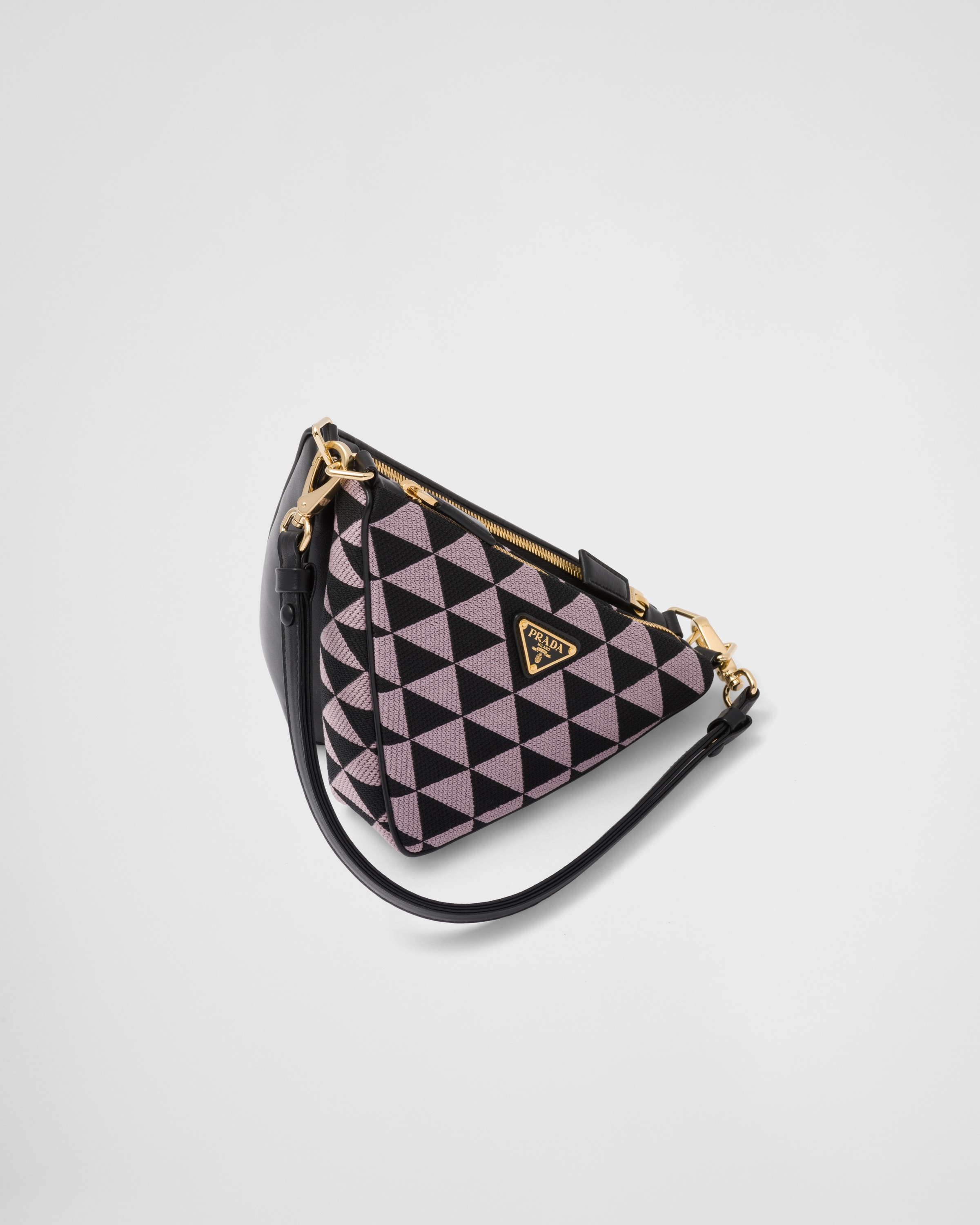 Black/alabaster White Prada Symbole leather and fabric mini bag | Prada