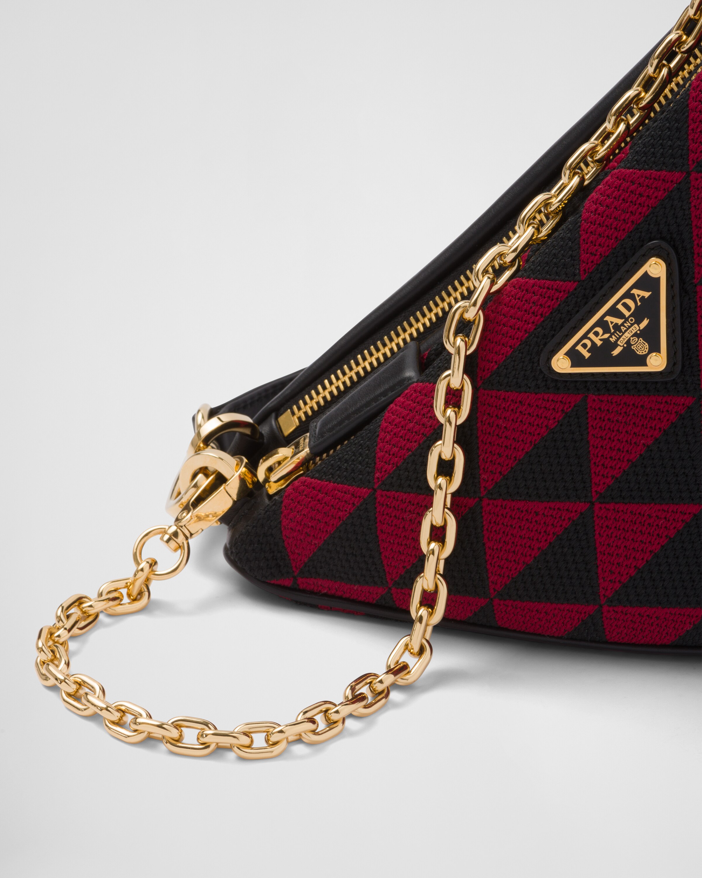 Black / Cherry Prada Symbole leather and fabric mini bag | Prada