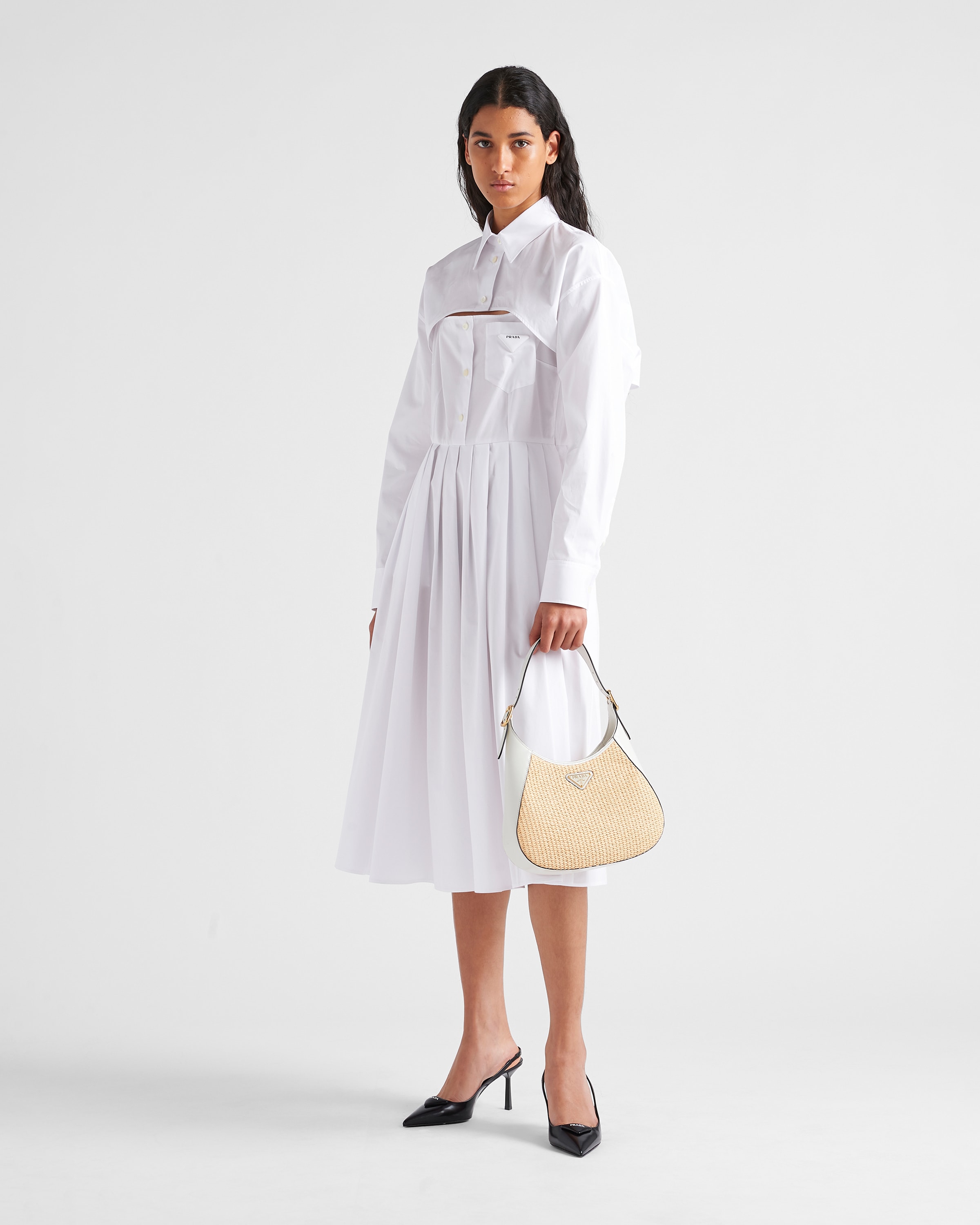 Prada Fabric and leather shoulder bag 2