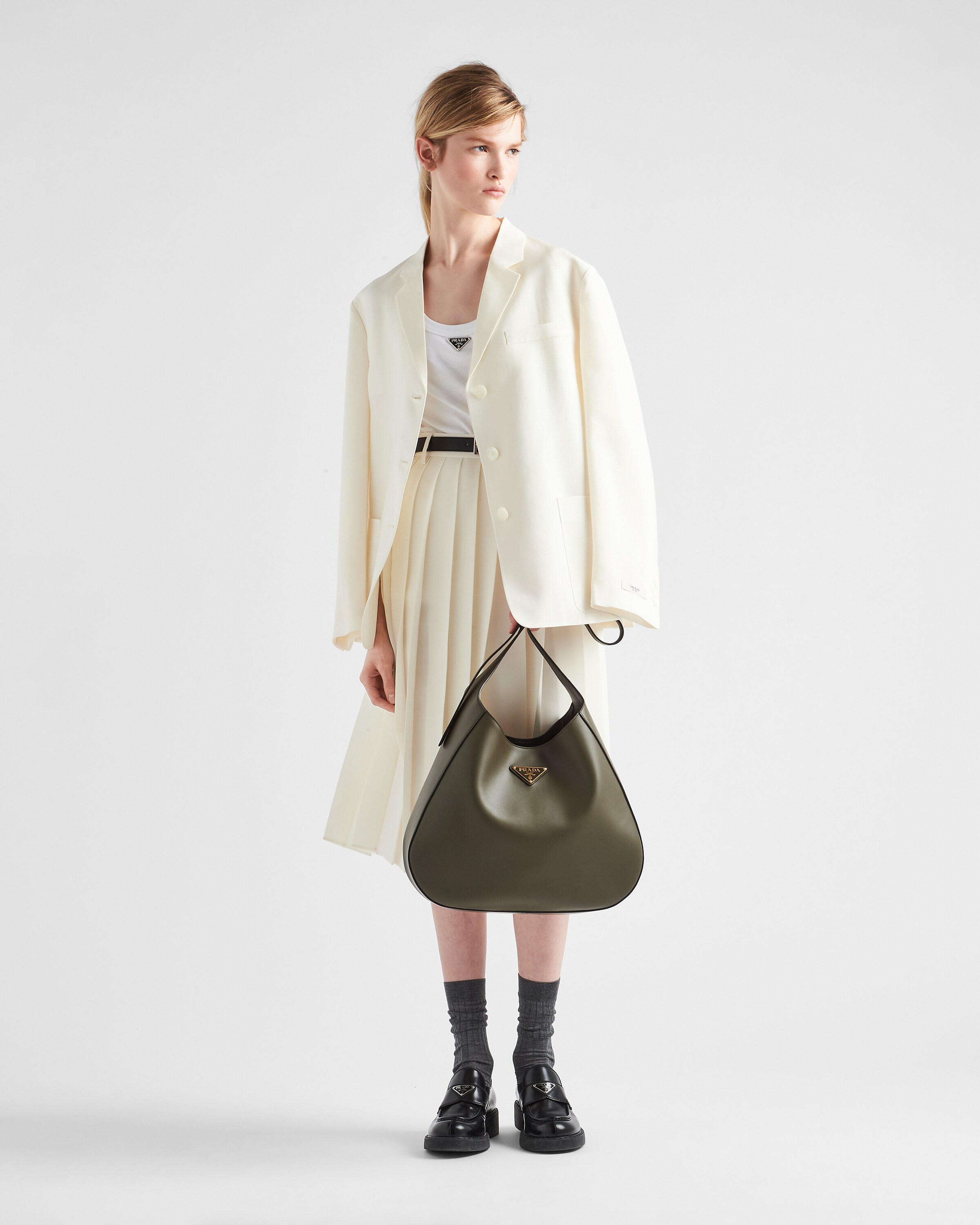Prada large leather shoulder bag sales
