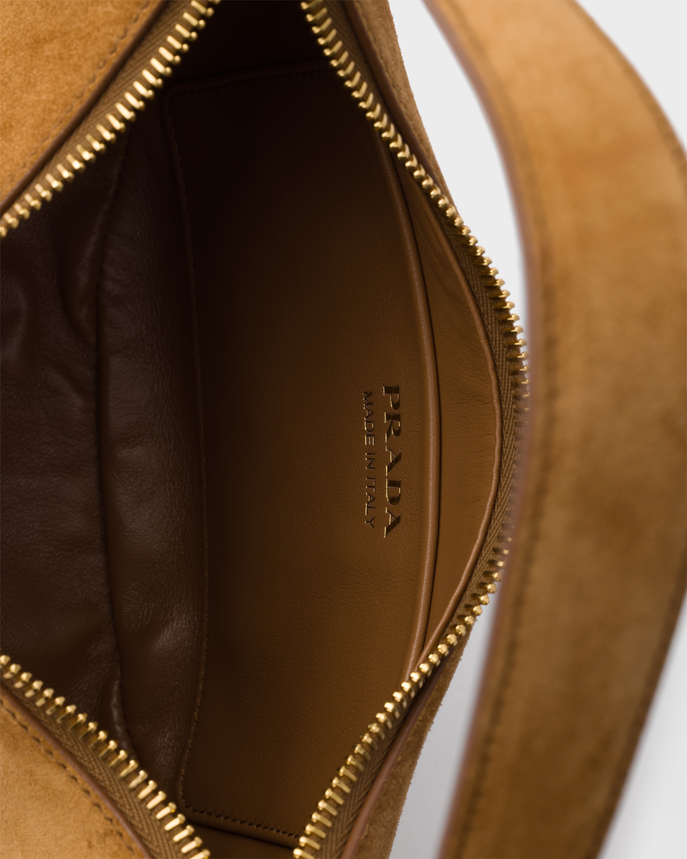 Prada Arqué suede shoulder bag