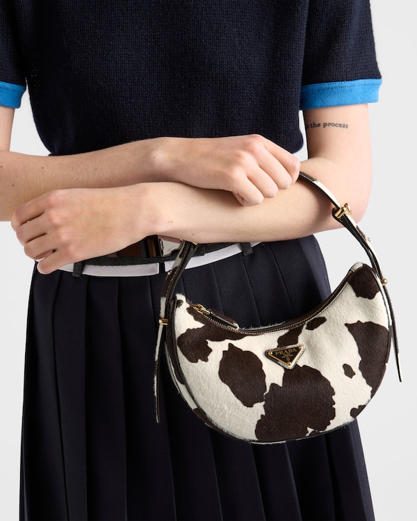 Prada Arqué printed leather mini shoulder bag - WHITE/DARK BROWN Prada Arqué printed leather mini shoulder bag - WHITE/DARK BROWN