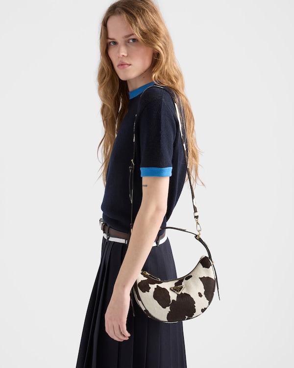 Prada Arqué printed leather mini shoulder bag - WHITE/DARK BROWN Prada Arqué printed leather mini shoulder bag - WHITE/DARK BROWN