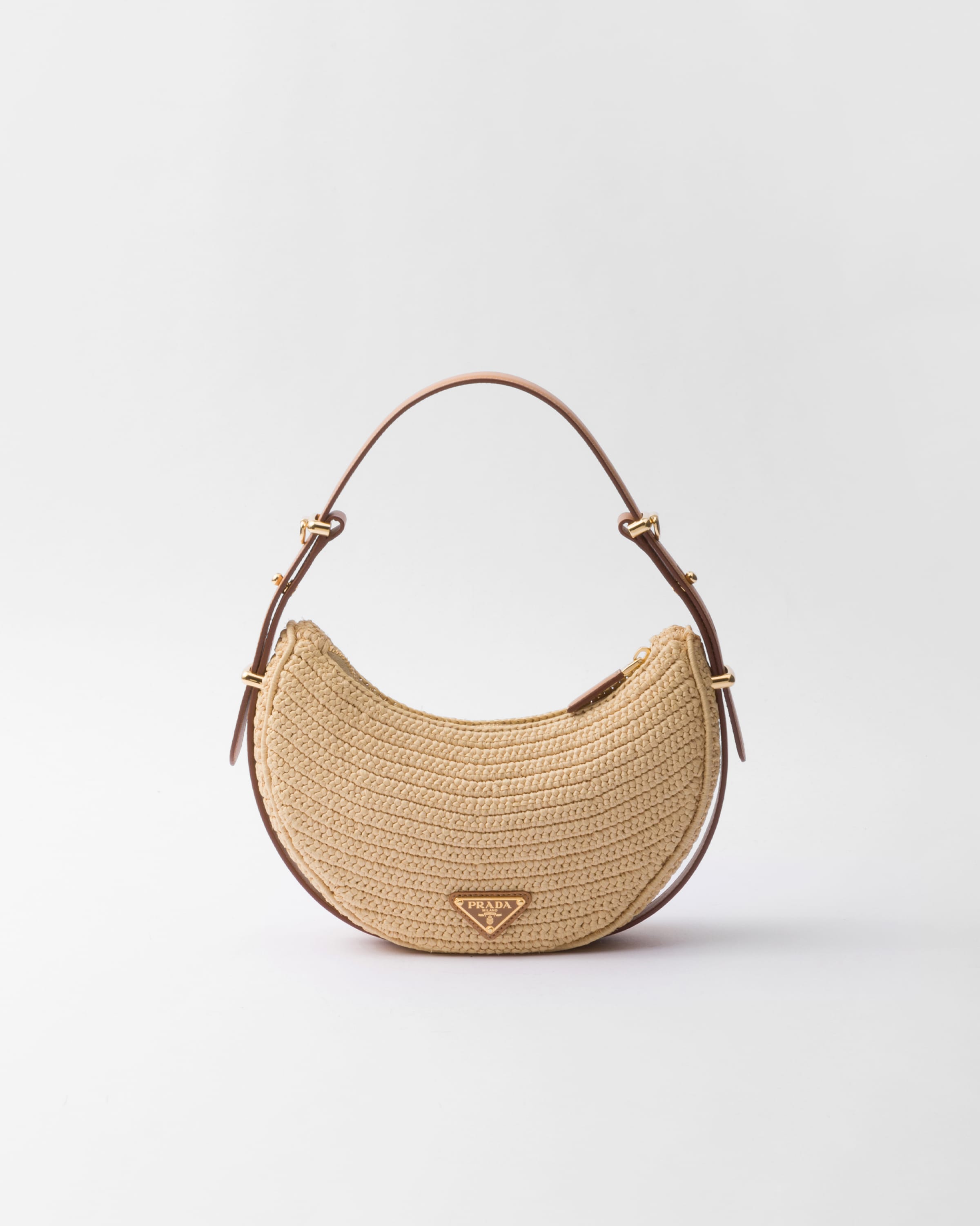 Shop Prada Arqué Woven Fabric Shoulder Bag In Natural