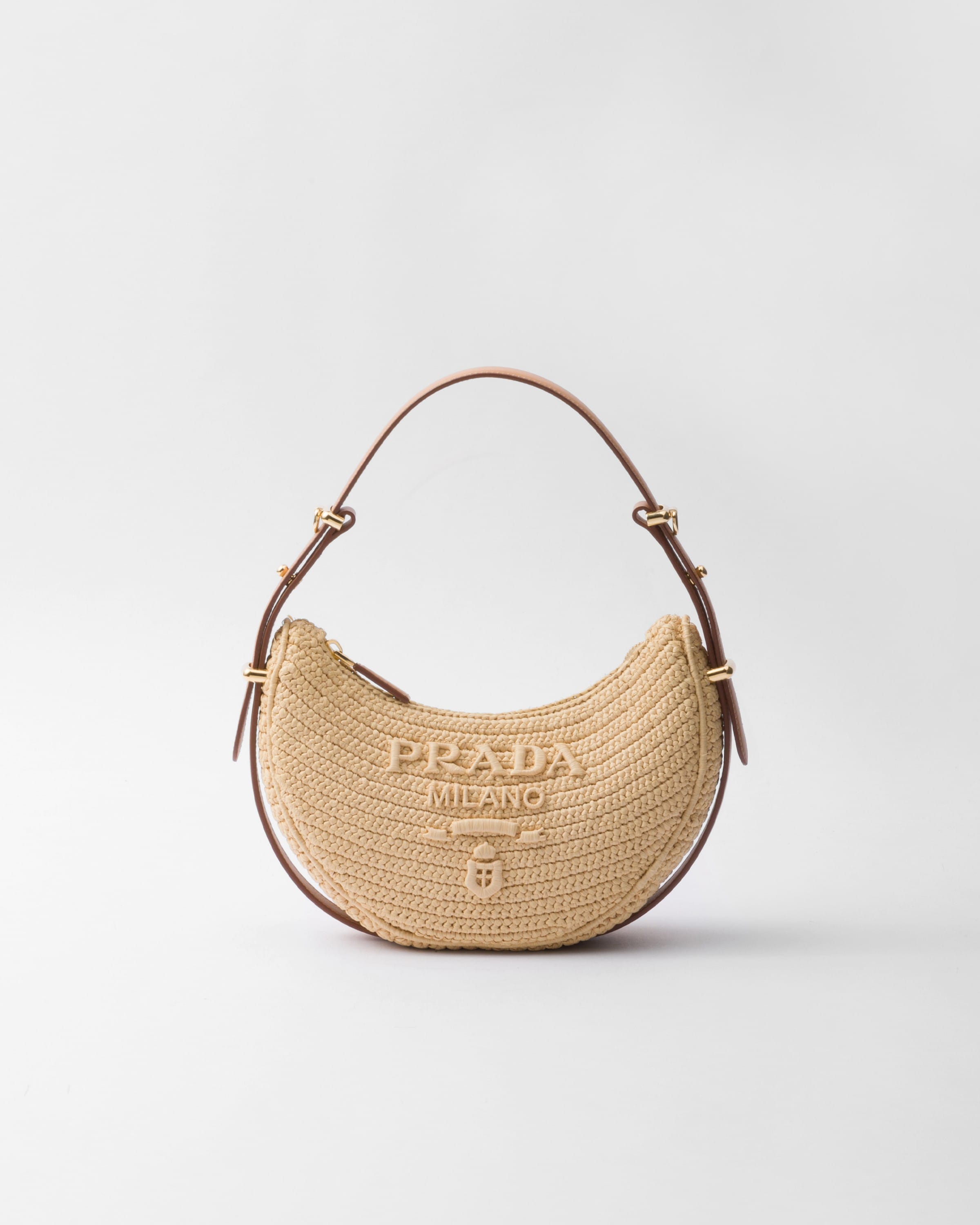 Prada Arqué Schultertasche Aus Häkelarbeit In Natural