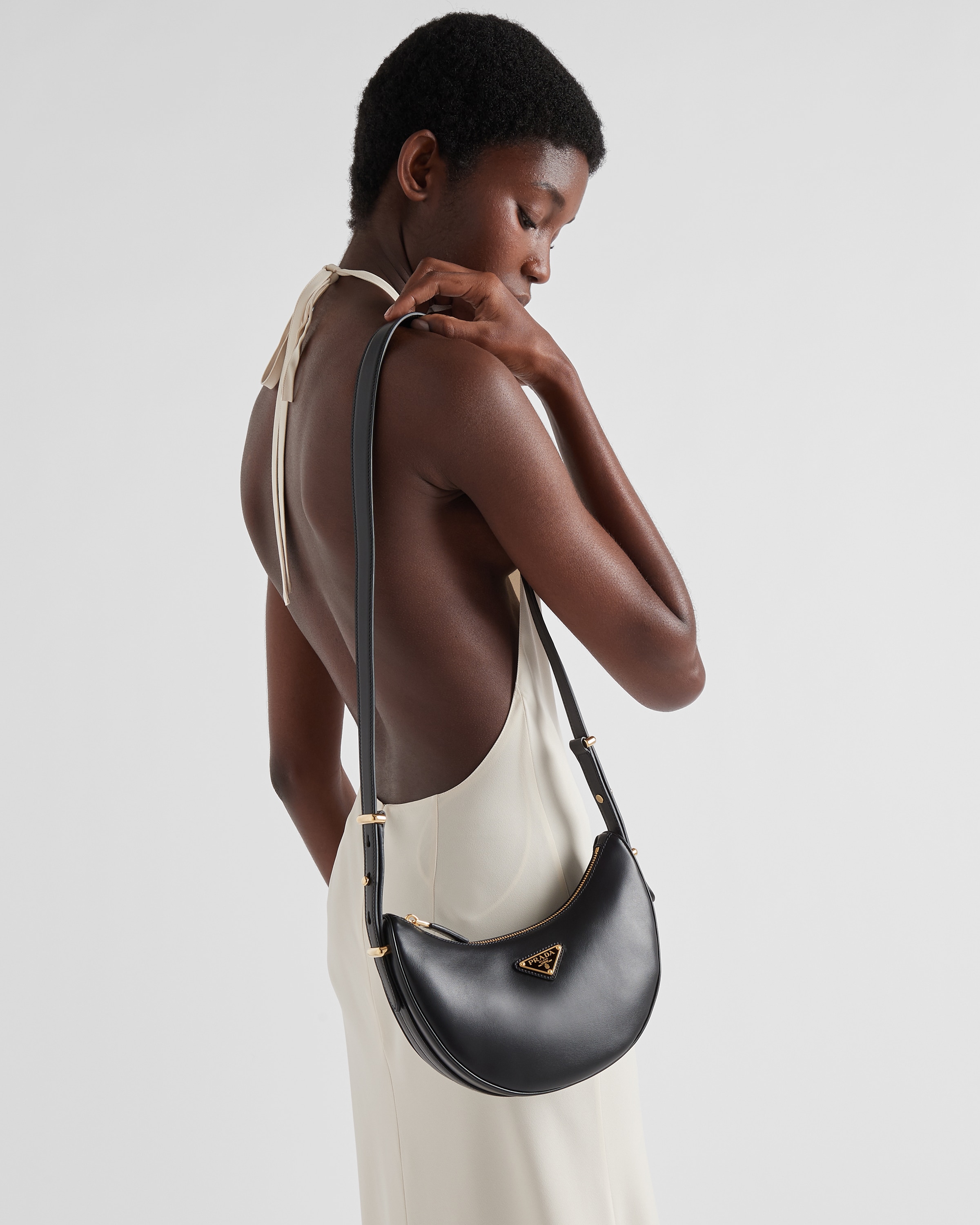 Black Prada Arqué leather shoulder bag Prada