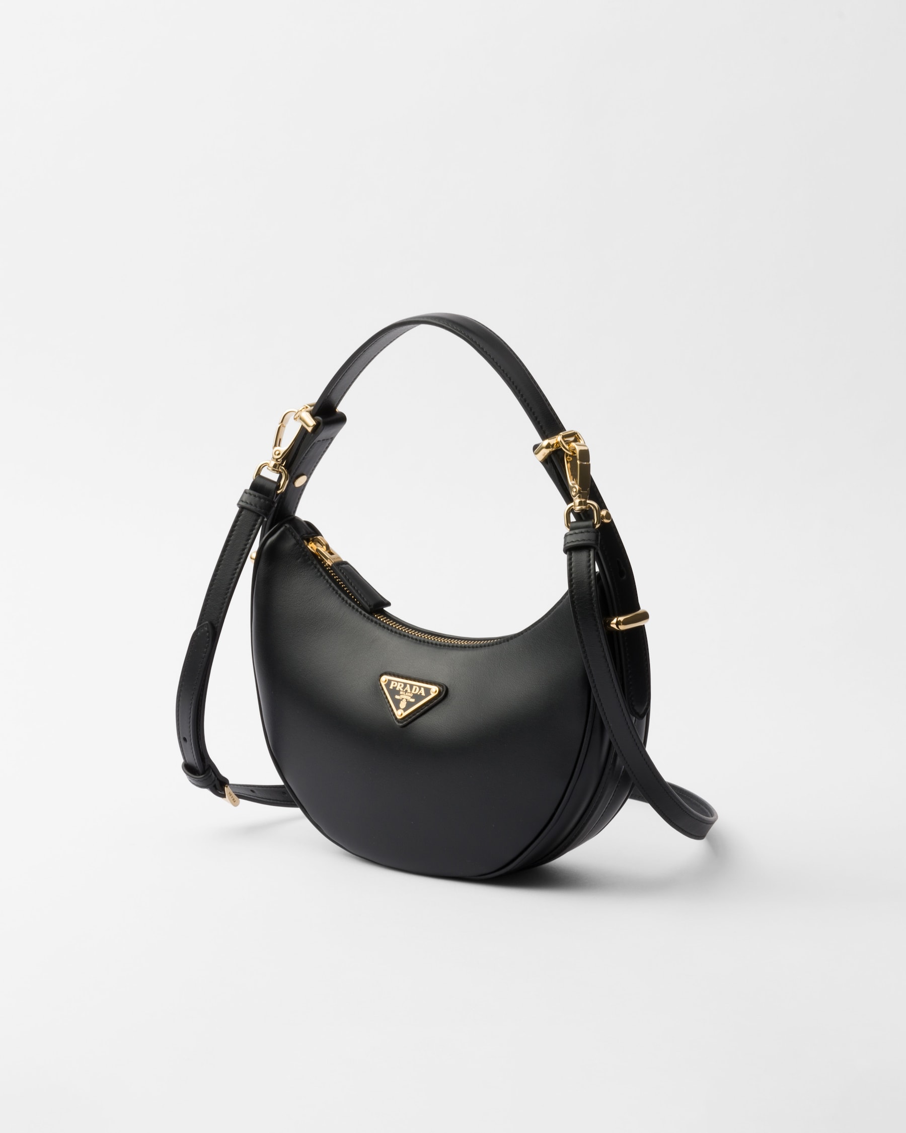 Black Prada Arqué Leather Shoulder Bag PRADA