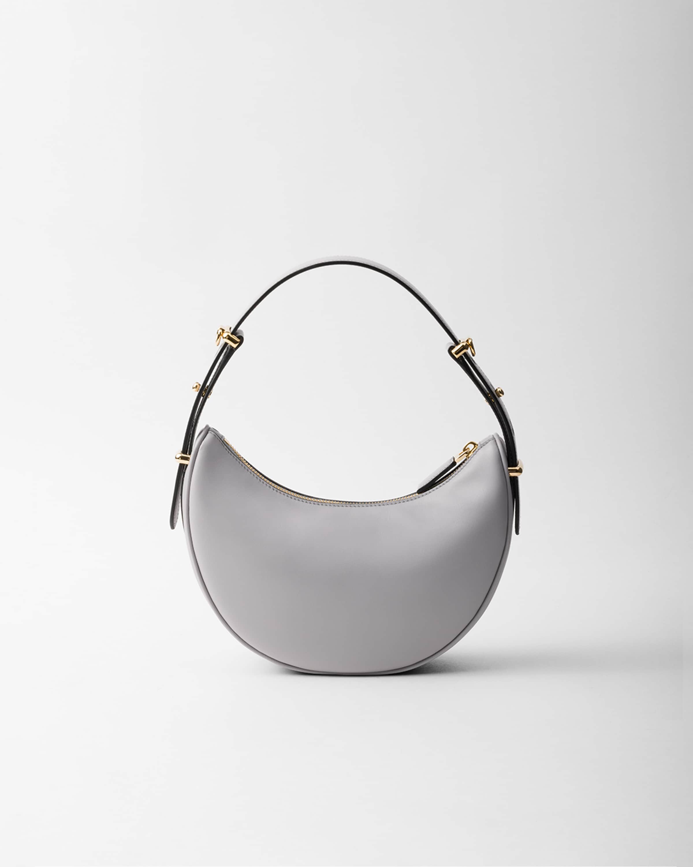 Prada Kleine Arqué Schultertasche Aus Leder In Granite Gray
