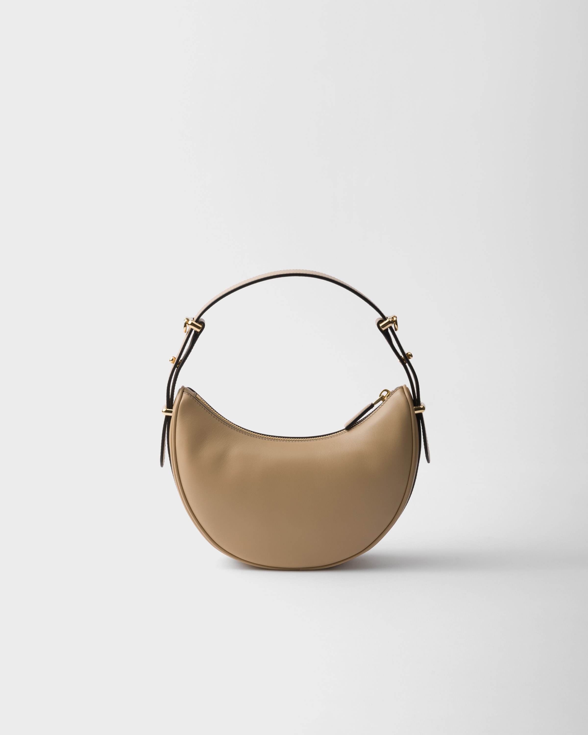 Shop Prada Arqué Small Leather Shoulder Bag In Sand