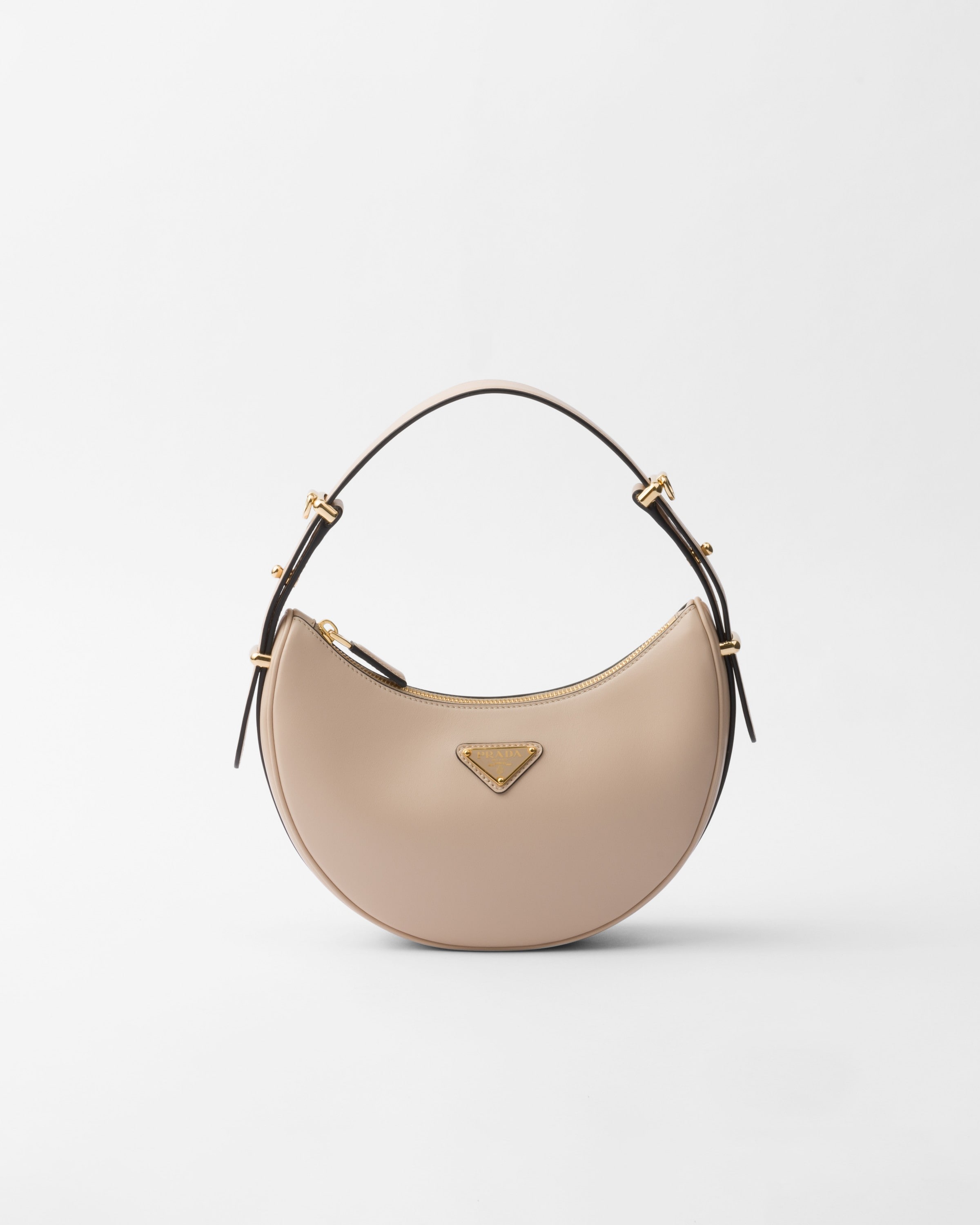 Prada Arqué Leather Shoulder Bag In Travertine
