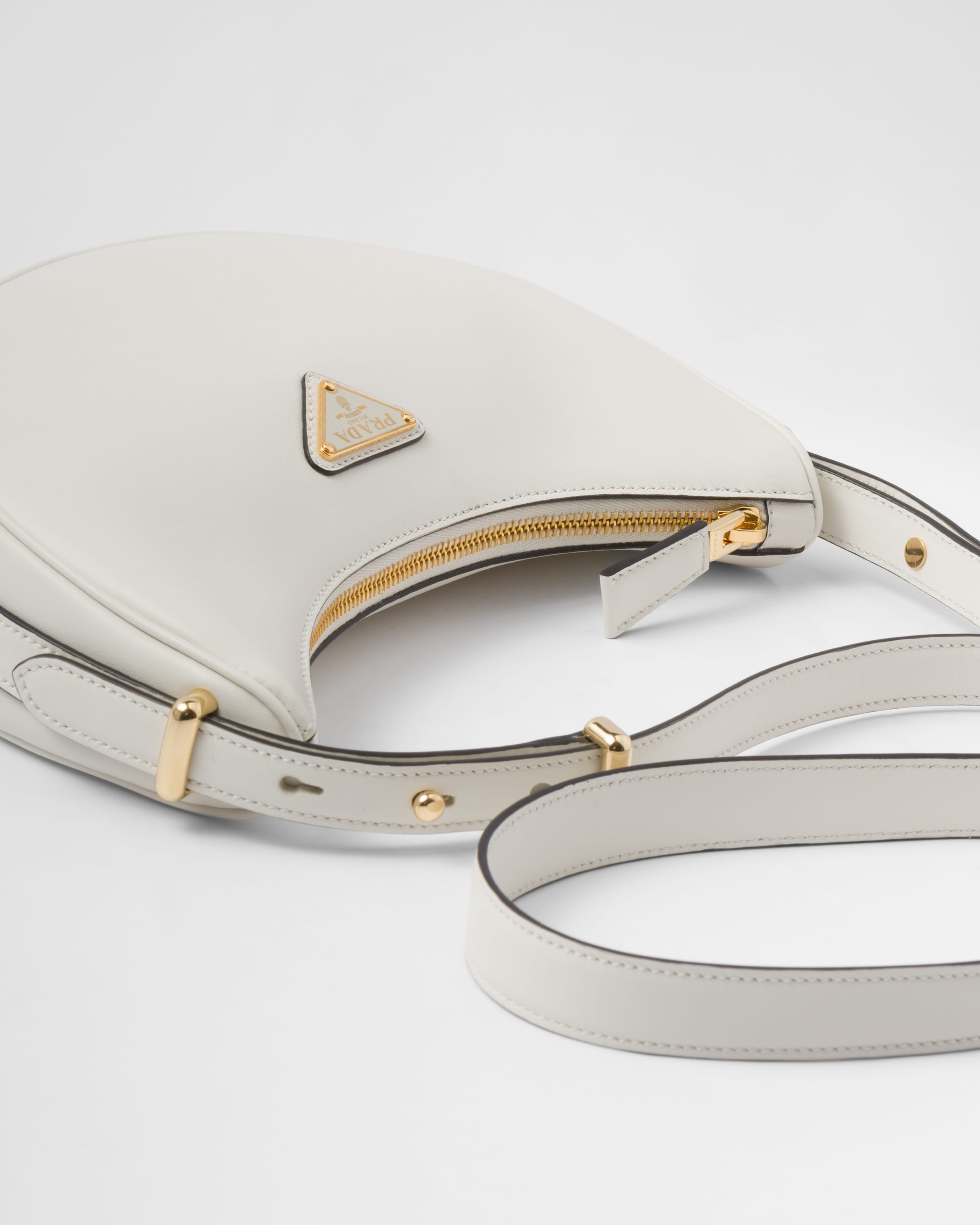 White Prada Arqué Leather Shoulder Bag PRADA