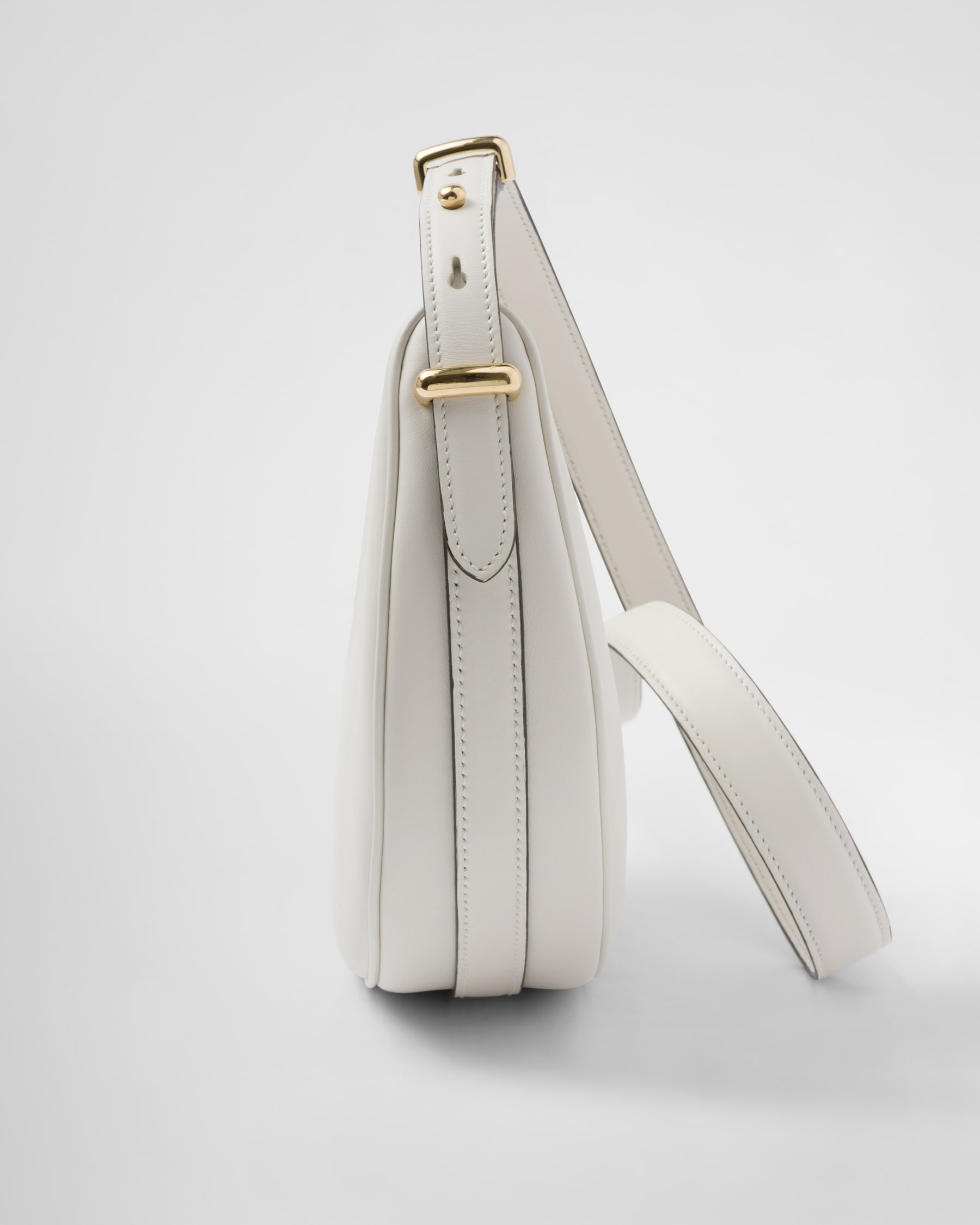 White Prada Arqué Leather Shoulder Bag PRADA