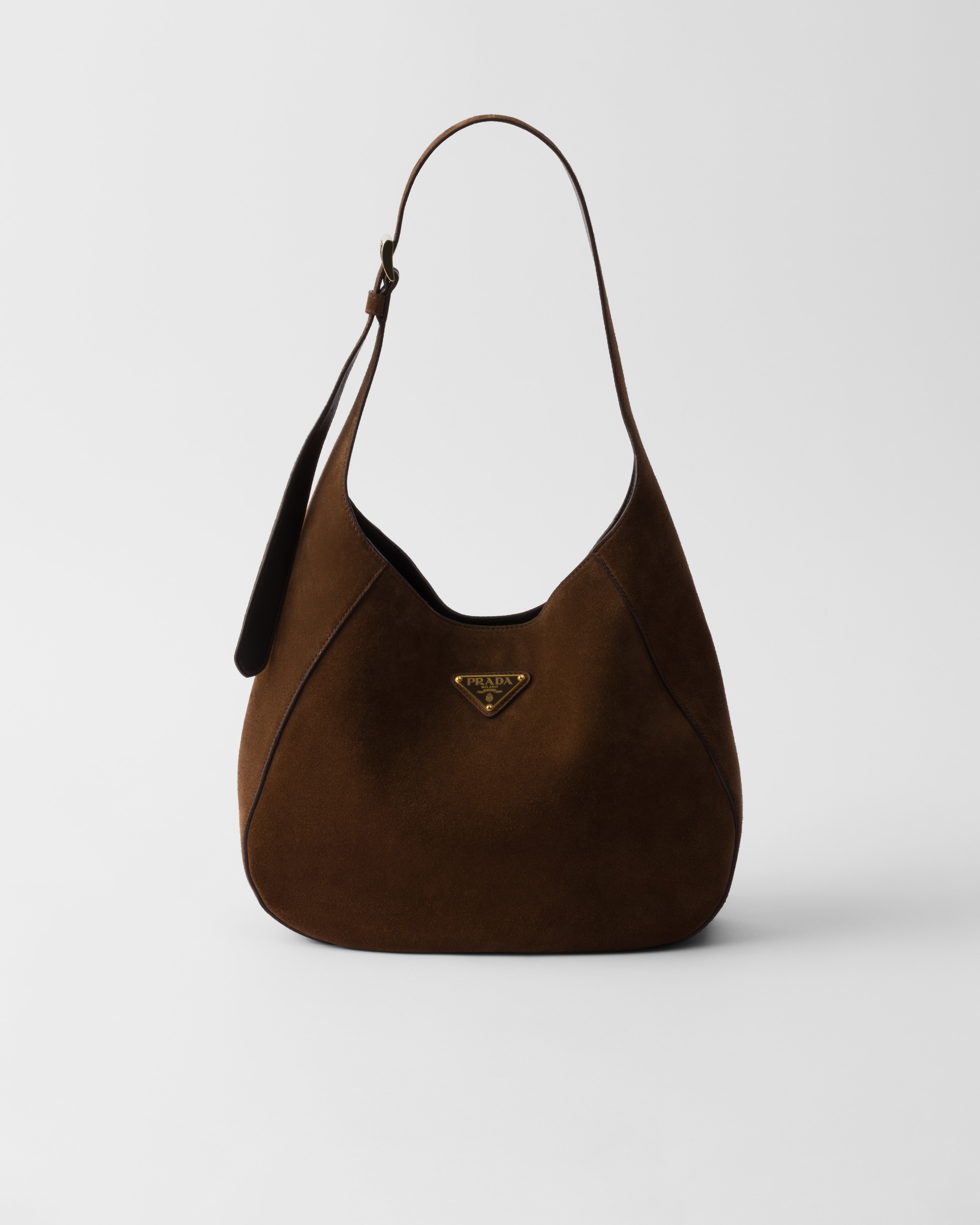 Cocoa Brown Medium suede shoulder bag | PRADA