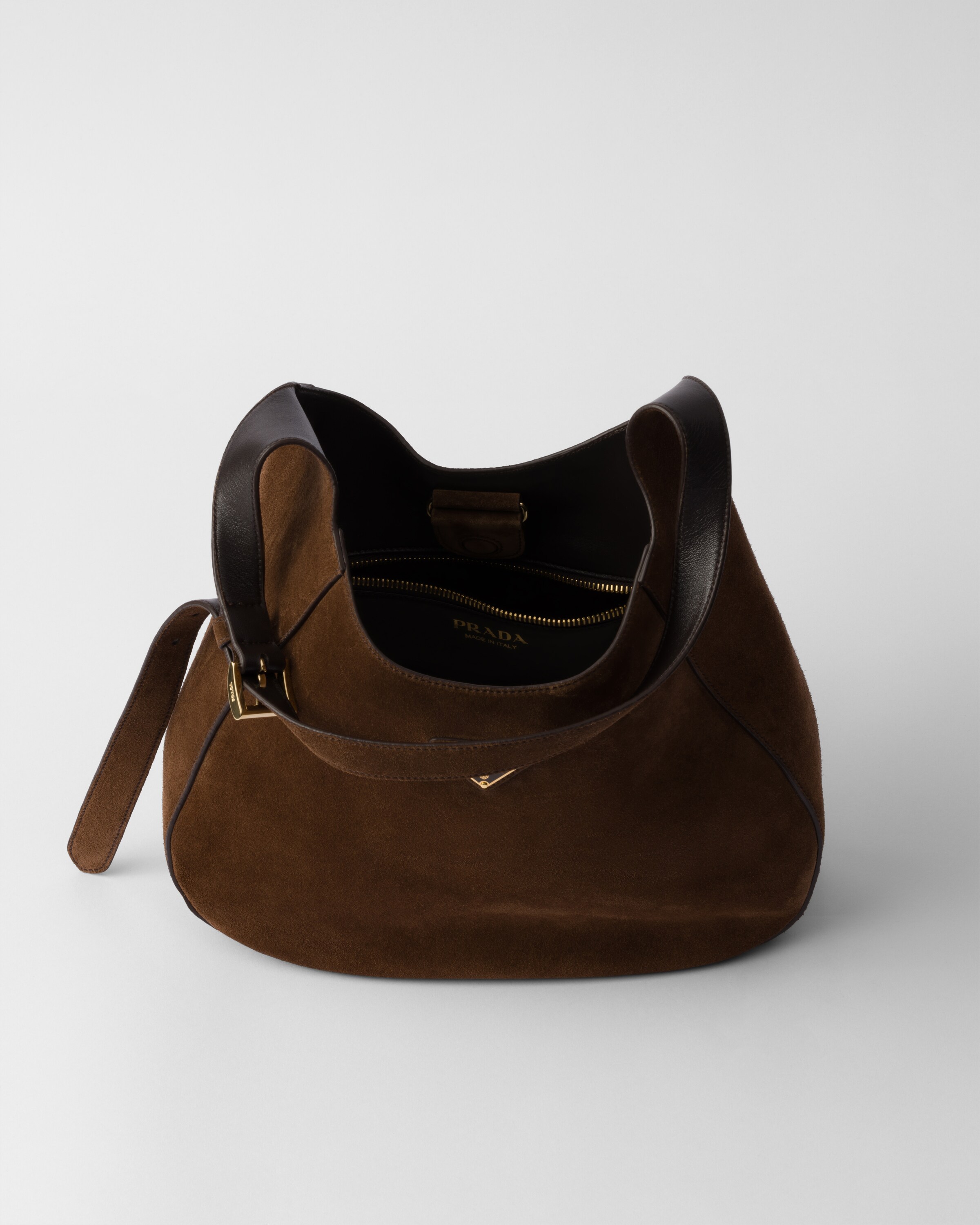 Cocoa Brown Medium suede shoulder bag | PRADA