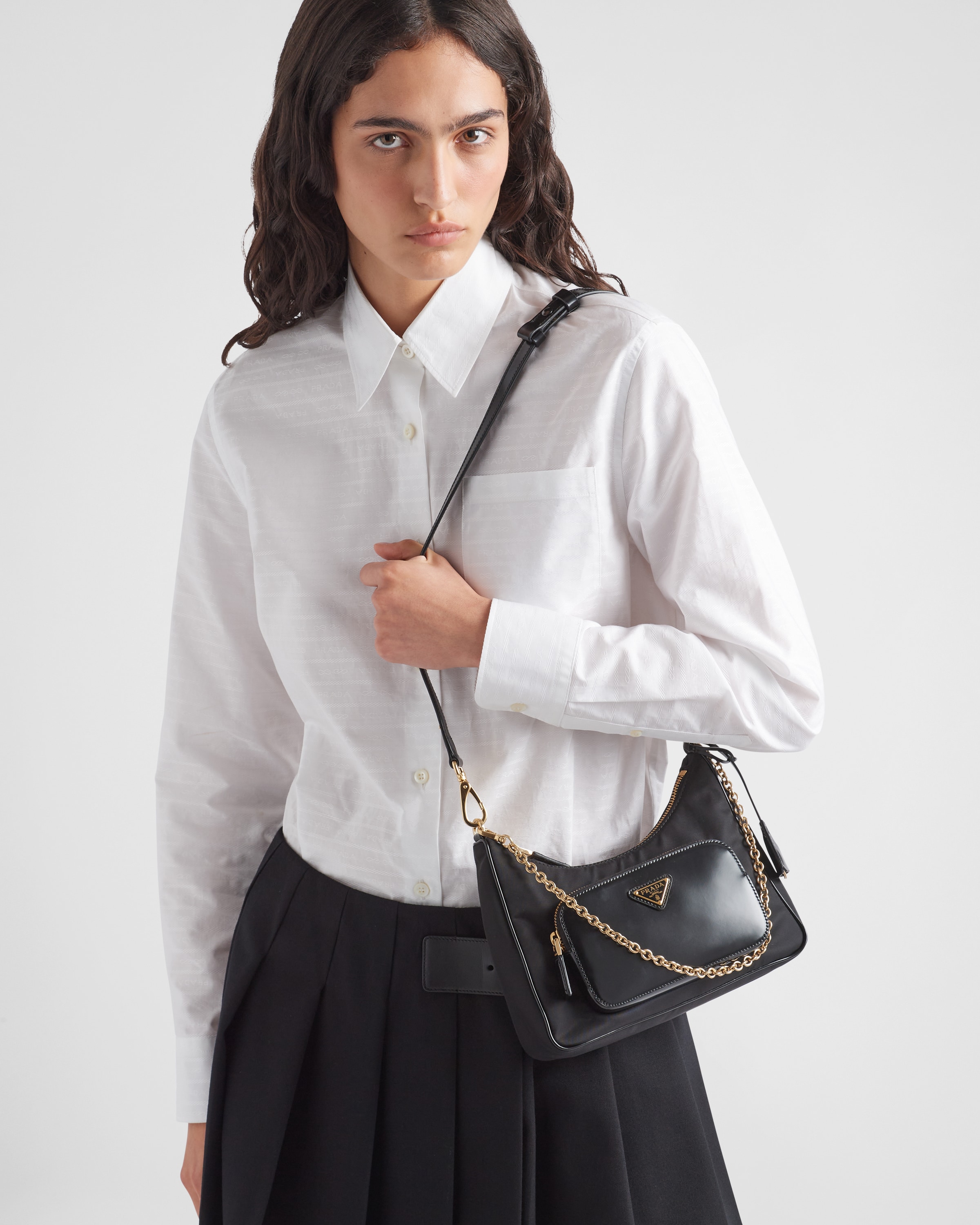 Re Nylon and brushed leather mini bag