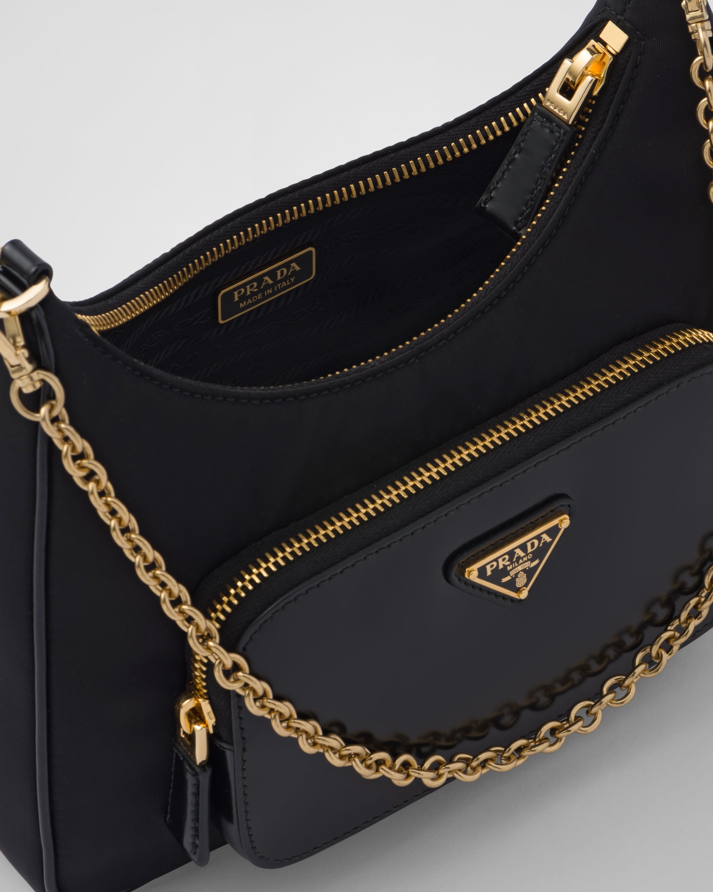 Black Re nylon And Brushed Leather Mini bag PRADA