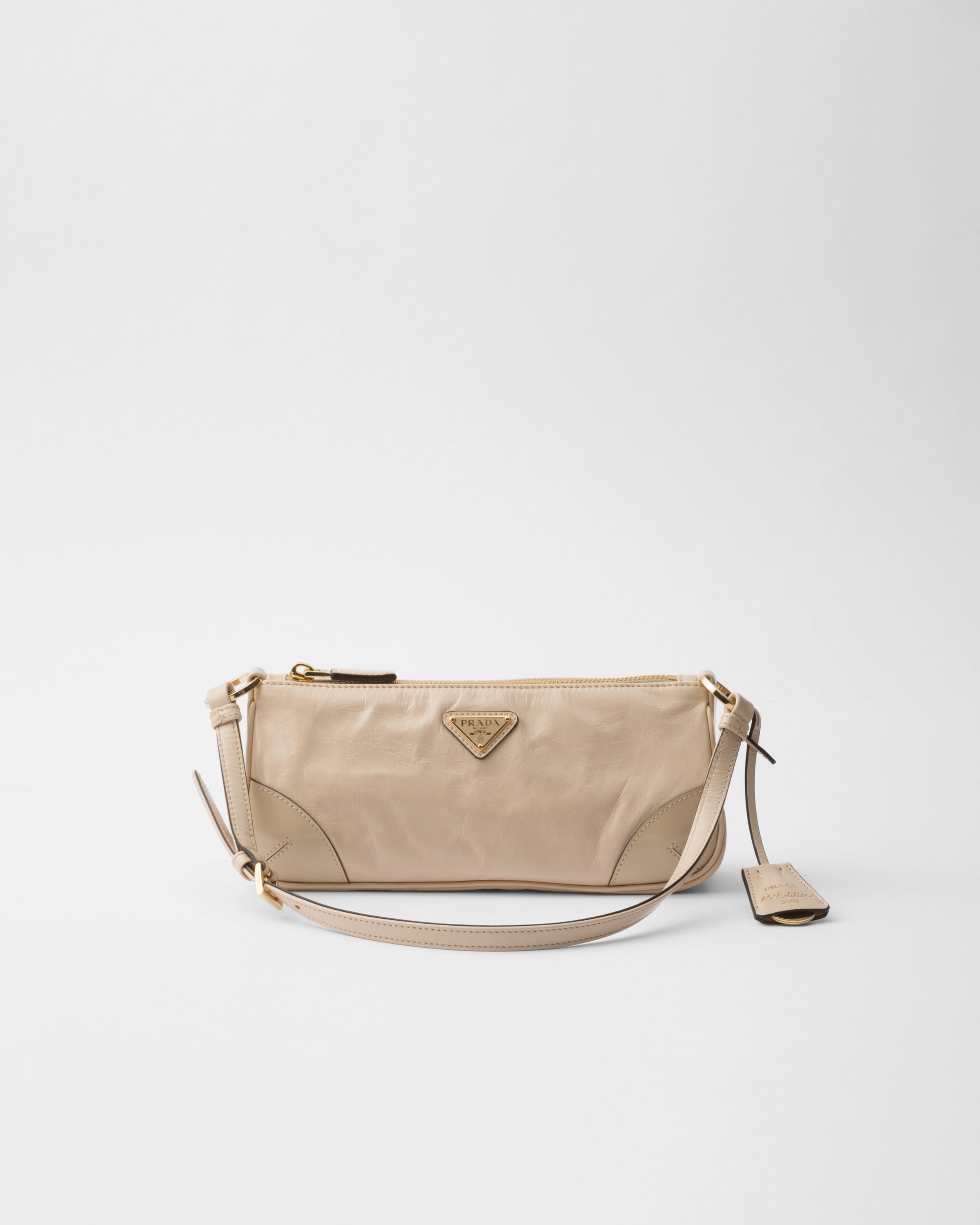 Prada Small Re-edition 2002 Leather Shoulder Bag In Neutrals