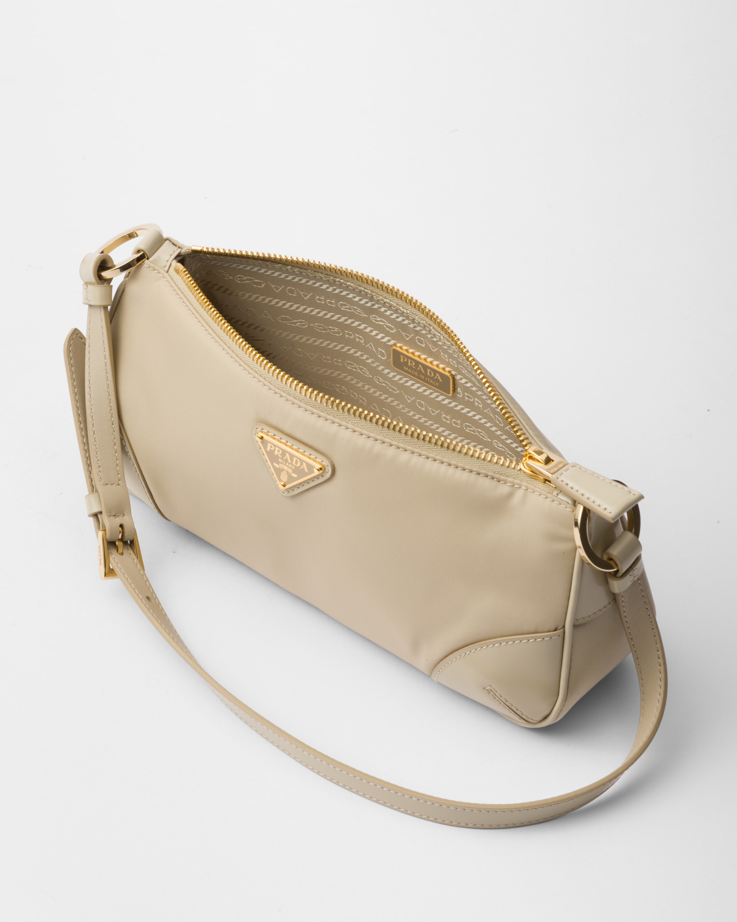 Desert Beige Re edition 2002 Re nylon And Brushed Leather Shoulder Bag PRADA