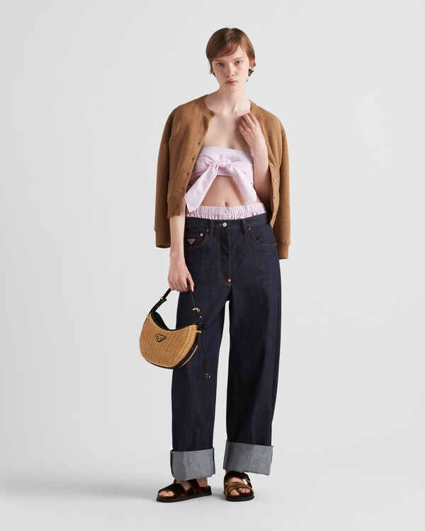 Wicker and leather Prada Arqué bag - Tan/Black Wicker and leather Prada Arqué bag - Tan/Black