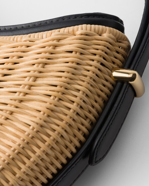 Wicker and leather Prada Arqué bag - Tan/Black Wicker and leather Prada Arqué bag - Tan/Black