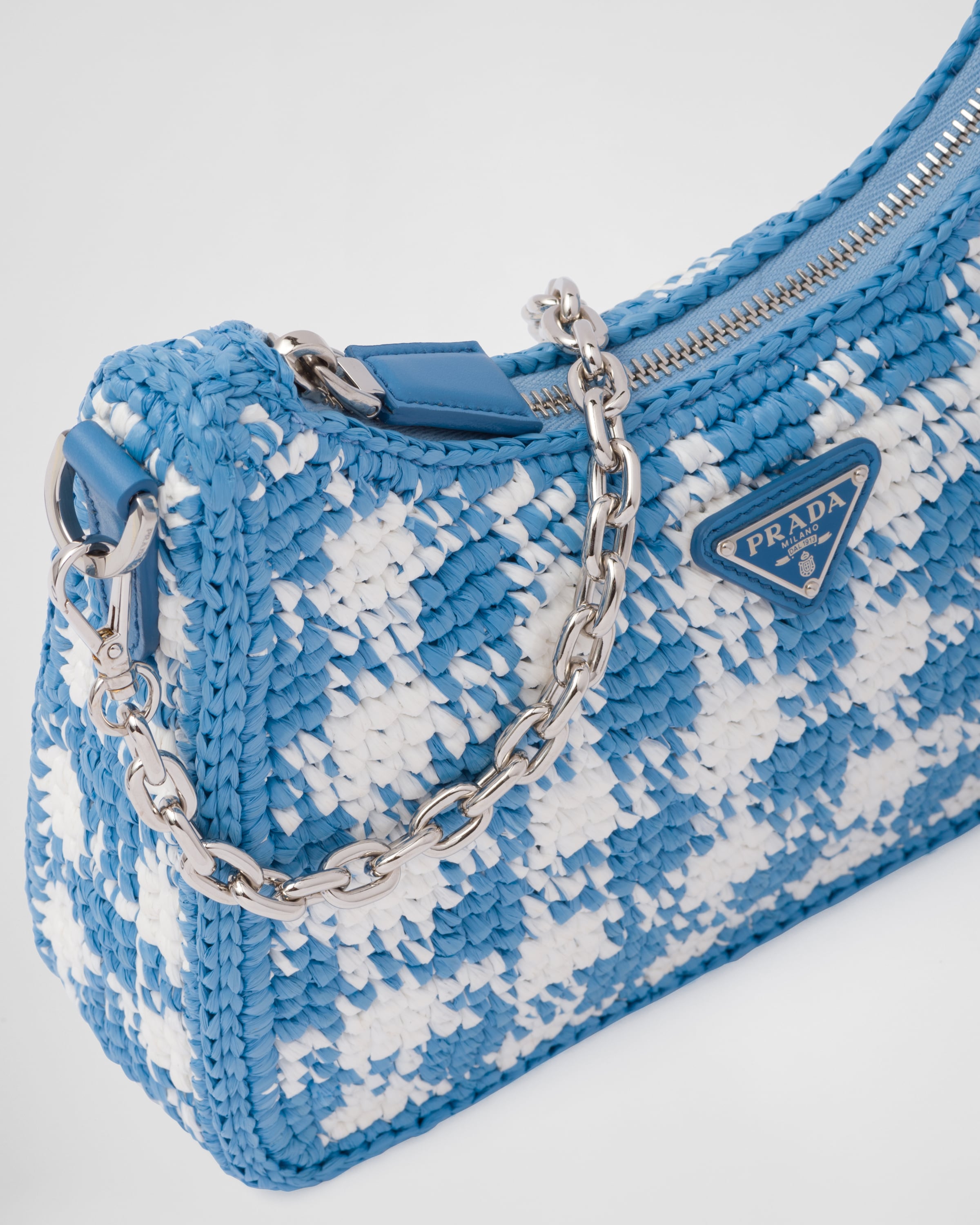 Light Blue Prada ReEdition raffia minibag Prada