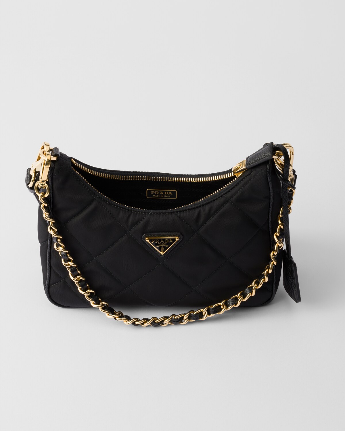 PRADA 25S ENCHAINE MINI BAG 22 IN BLACK CALFSKIN GOLD HARDWRE