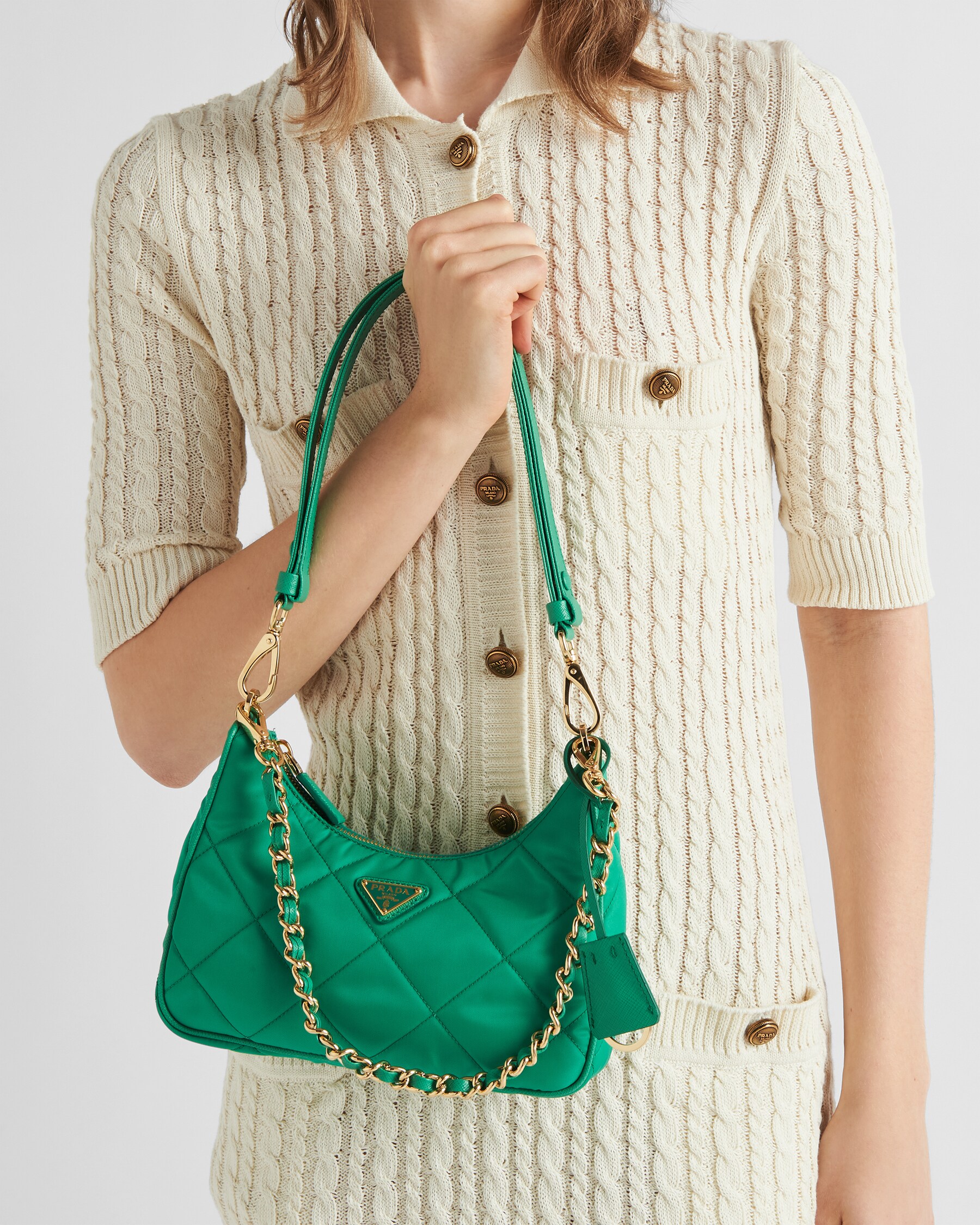 Mint Green Prada Reedition 1995 Chaîne Renylon Minibag PRADA