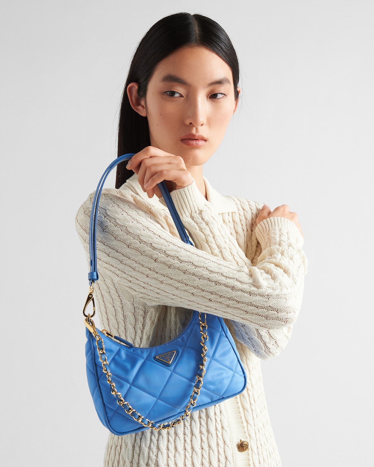 Periwinkle Blue Prada Reedition 1995 Chaîne Renylon Minibag PRADA