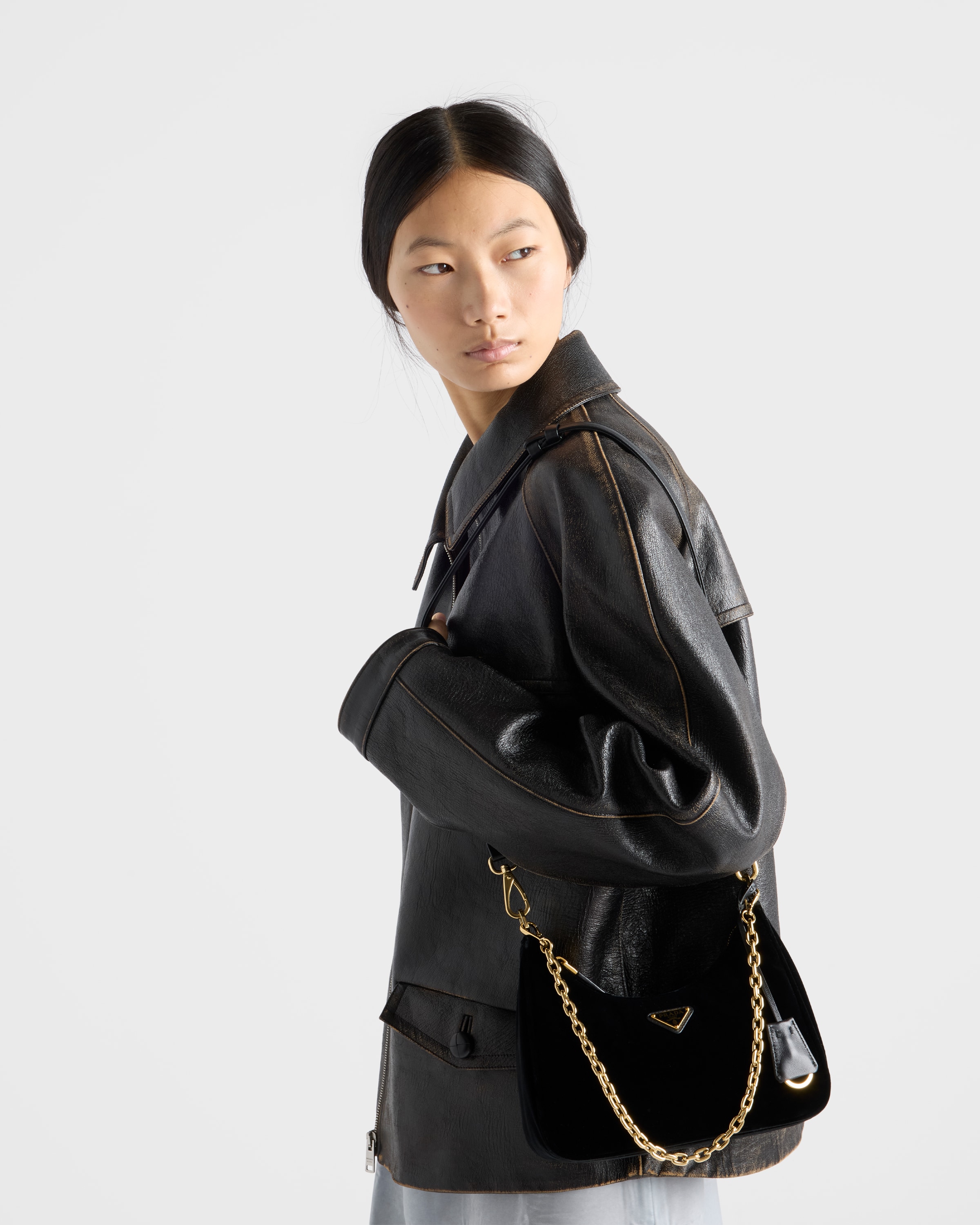 Black Prada Re-edition Mini Velvet Bag | PRADA