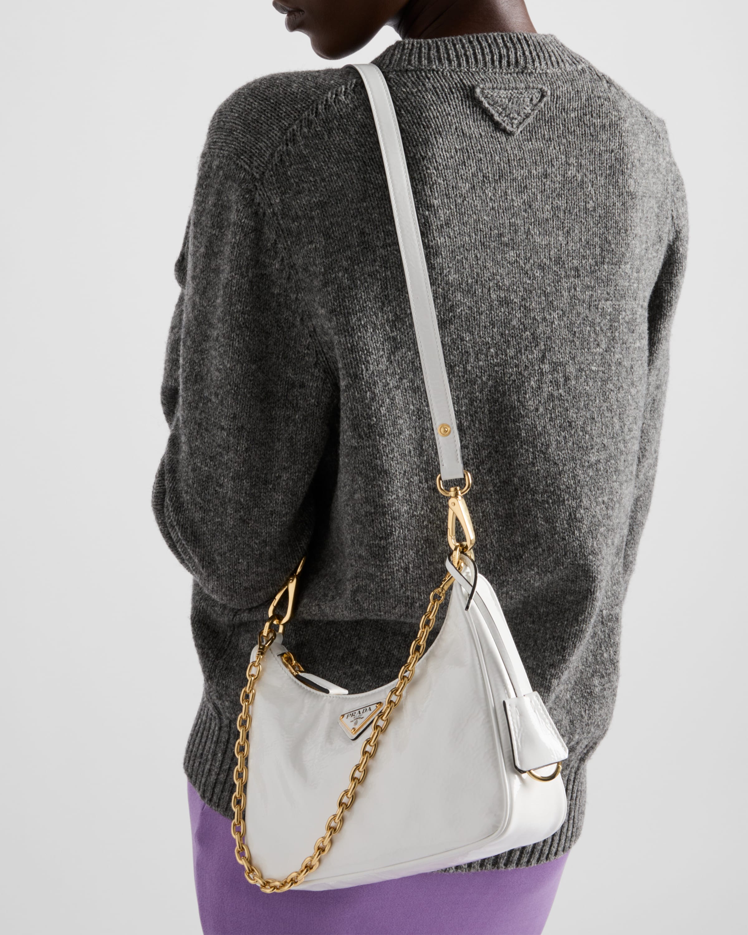 ショルダーバッグ・ポシェット PRADA PRADA RE-EDITION MINI SHOULDER BAG IN NAPLAK Black Prada Re-Edition naplak patent leather mini-bag | PRADA