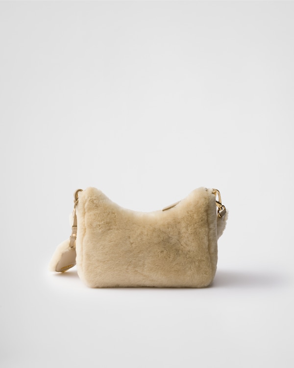 Prada Re-Edition mini shearling bag - Ecru Prada Re-Edition mini shearling bag - Ecru