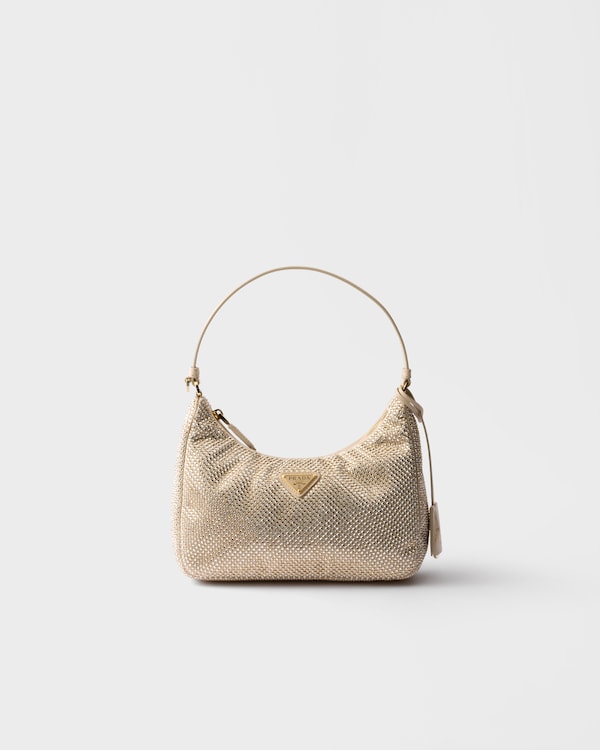 Black Prada Cleo satin bag with crystals | PRADA