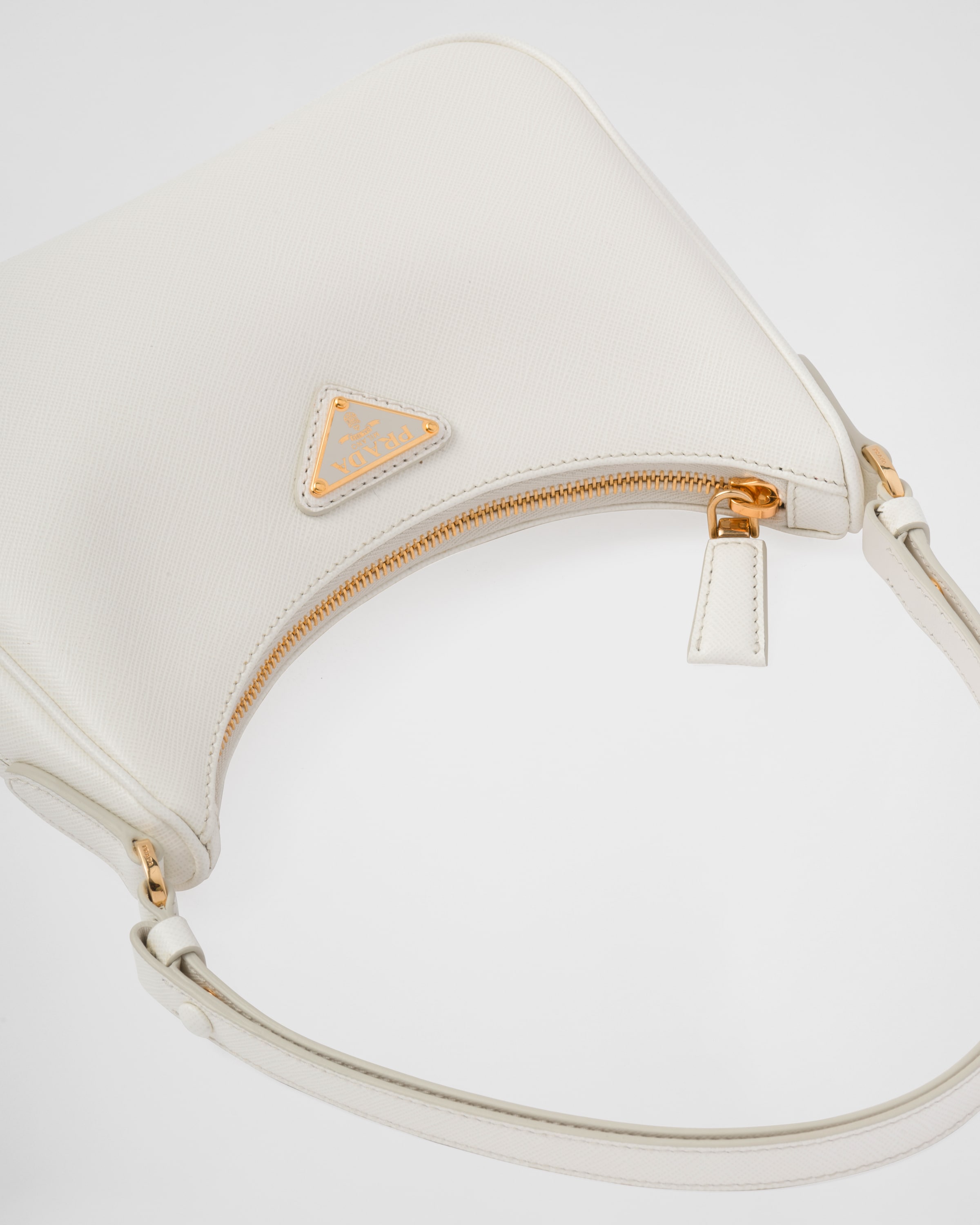 White Prada Re-edition Saffiano Leather Mini-bag