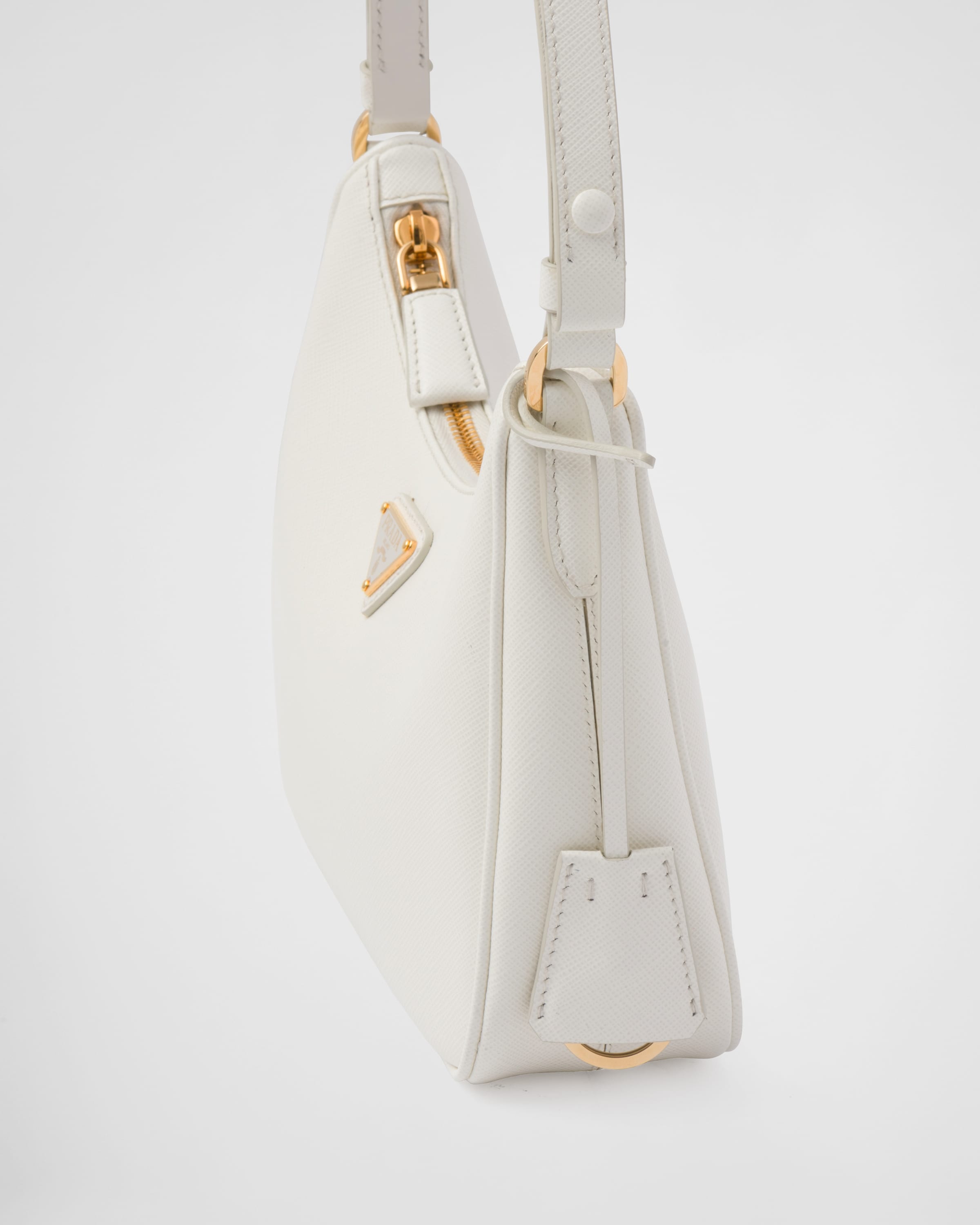 White Prada Re-edition Saffiano Leather Mini Bag