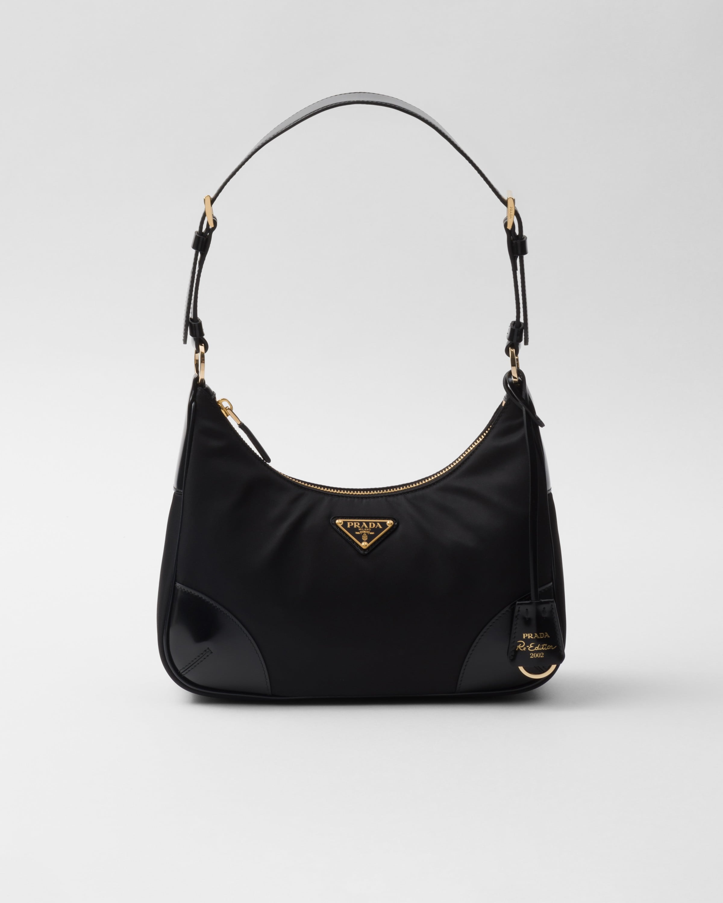 Prada Re-edition 2005 Re-nylon And Brushed Leather Shoulder Bag In Black