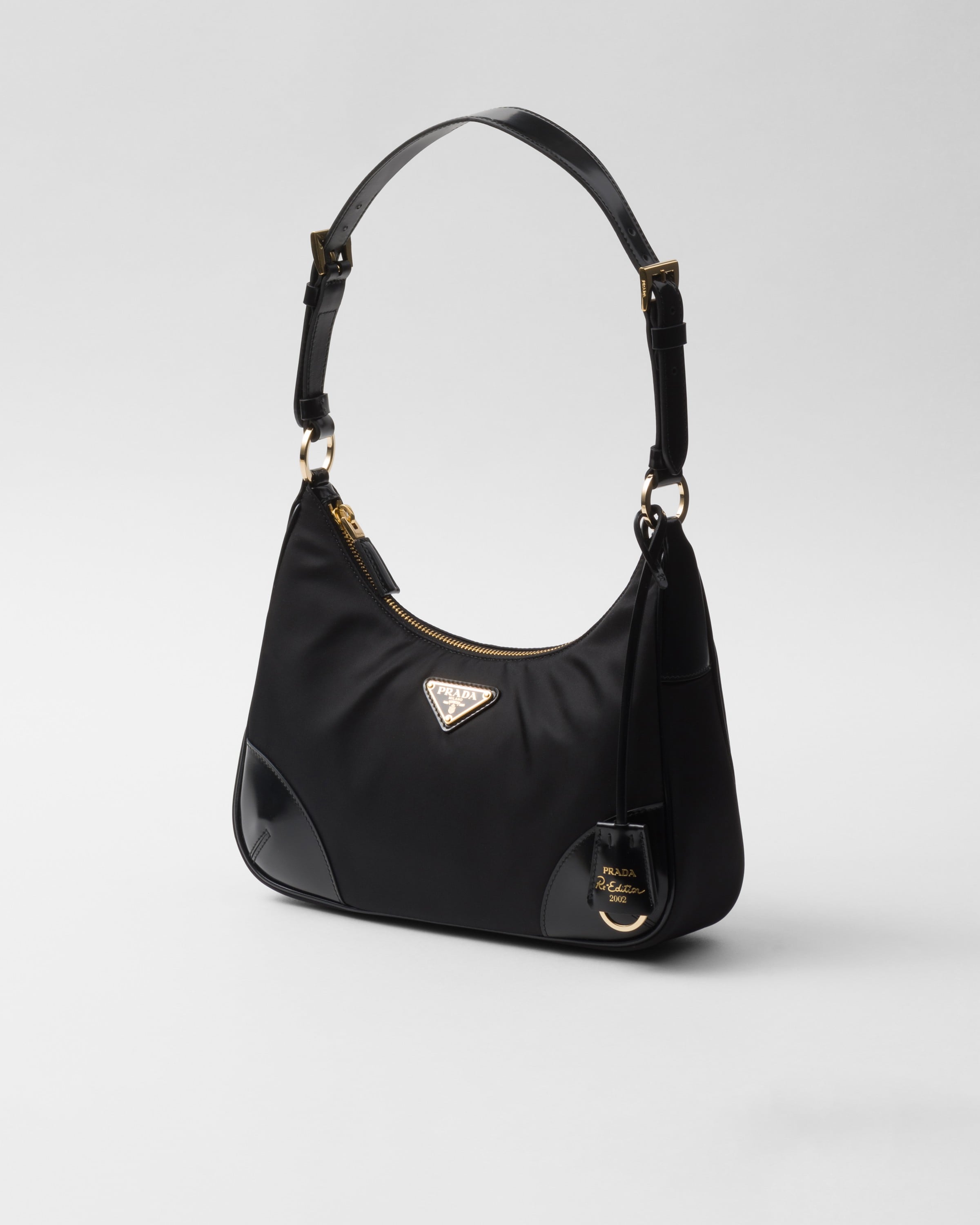 Black Prada Re edition 2002 Re nylon And Brushed Leather Shoulder Bag PRADA