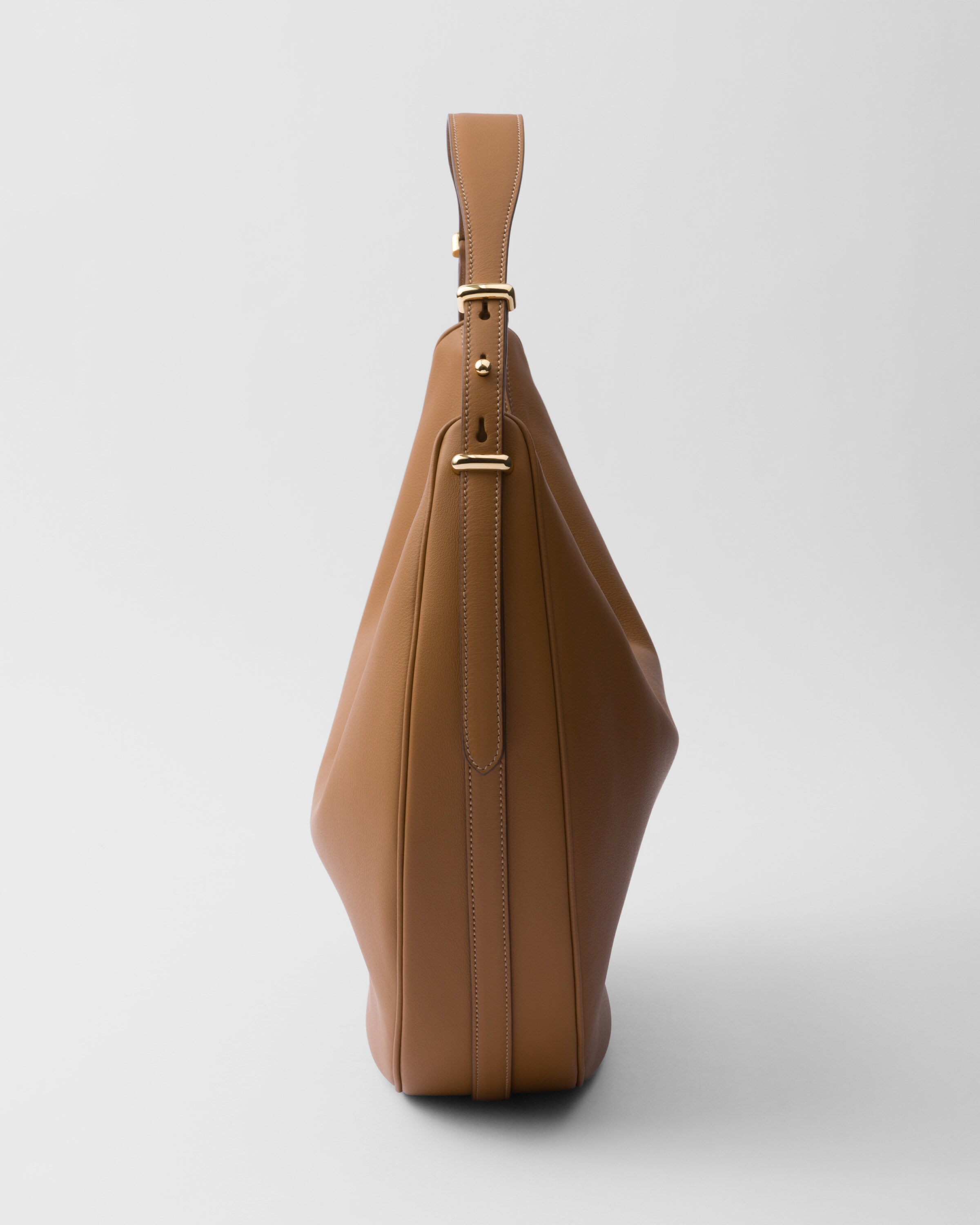 Caramel Prada Arqué large leather shoulder bag | PRADA