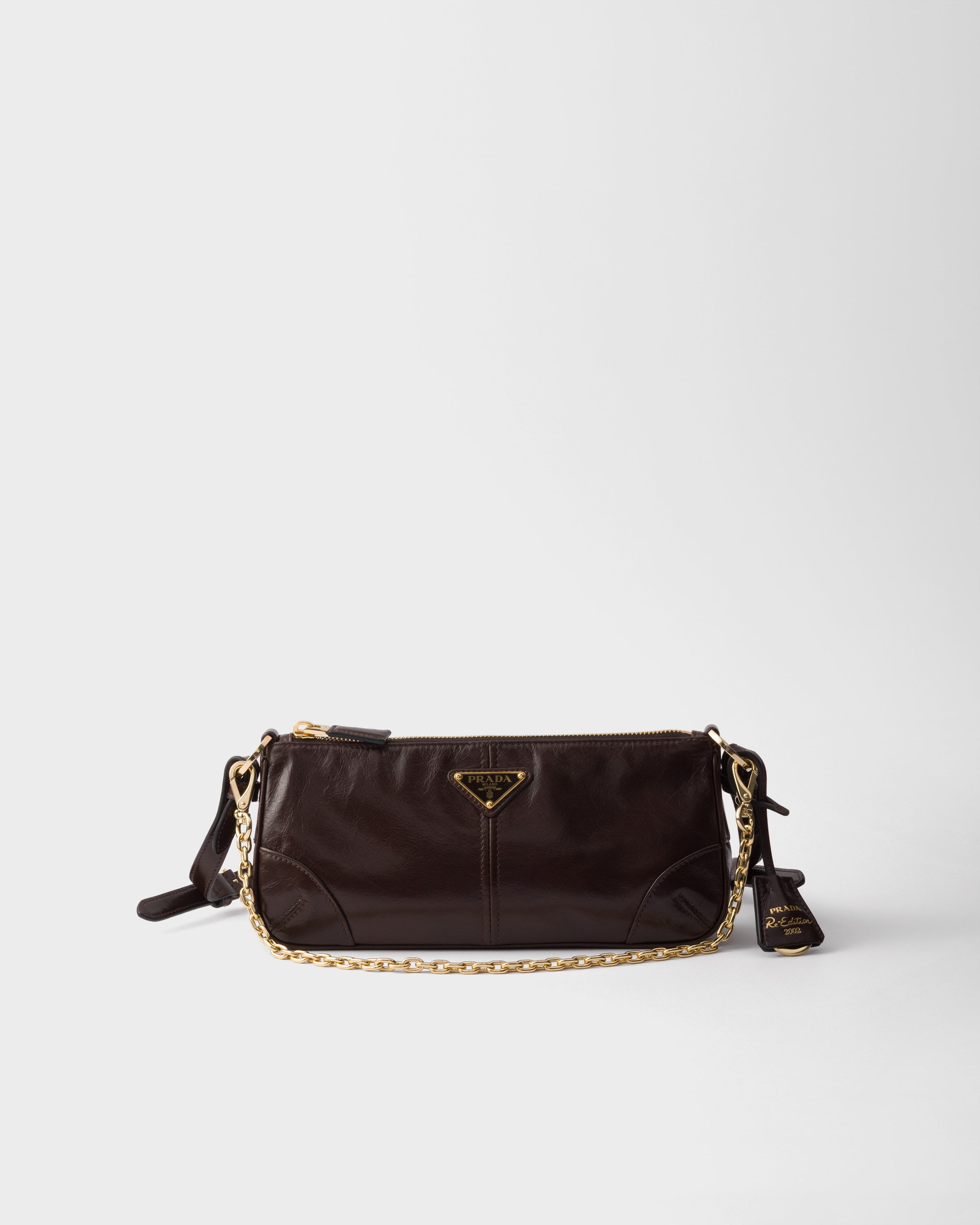 お歳暮・冬ギフト特集2025 Dark Brown Prada Re-Edition 2002 medium leather shoulder bag バッグ