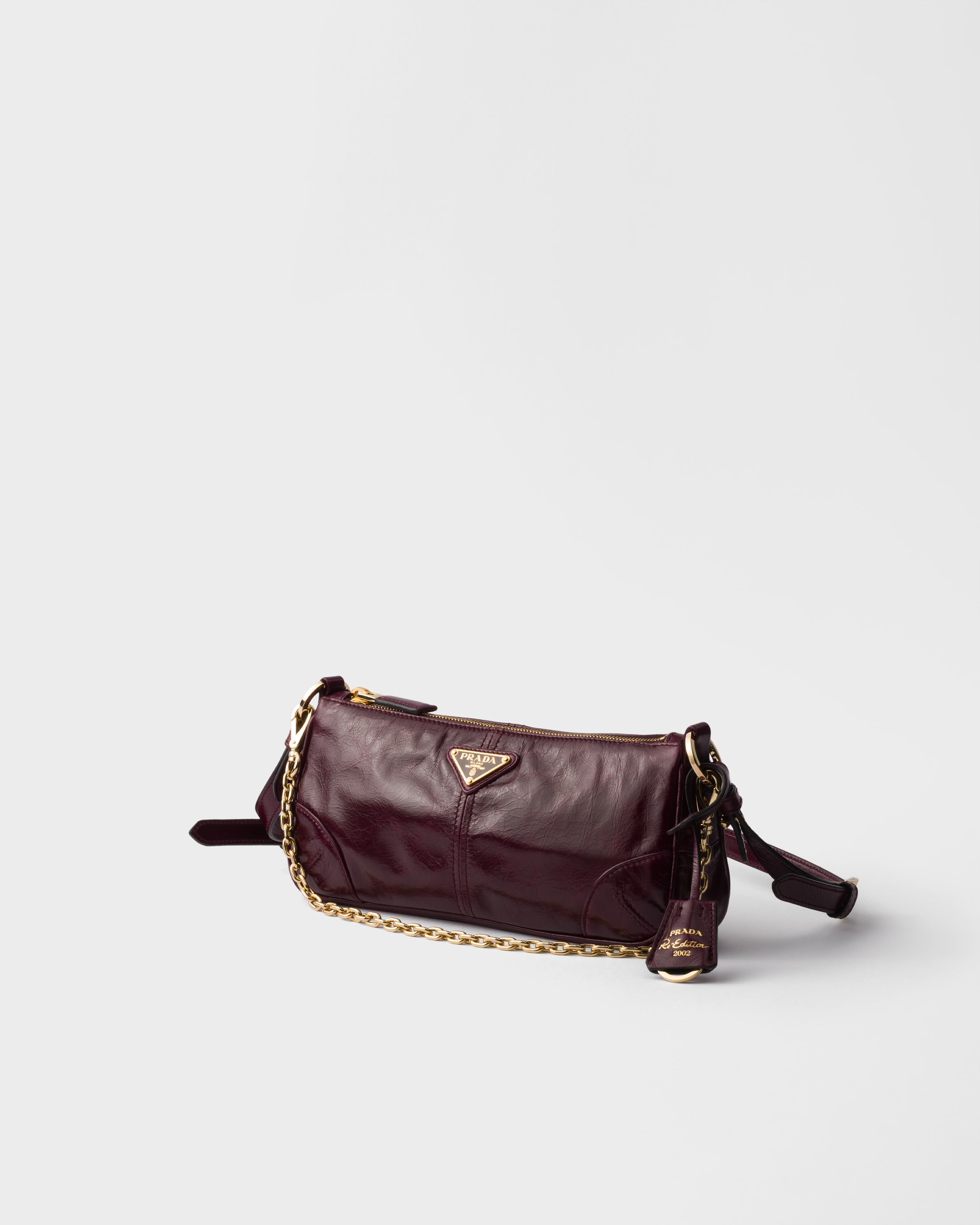 Burgundy Prada Re-edition 2002 Medium Leather Shoulder Bag